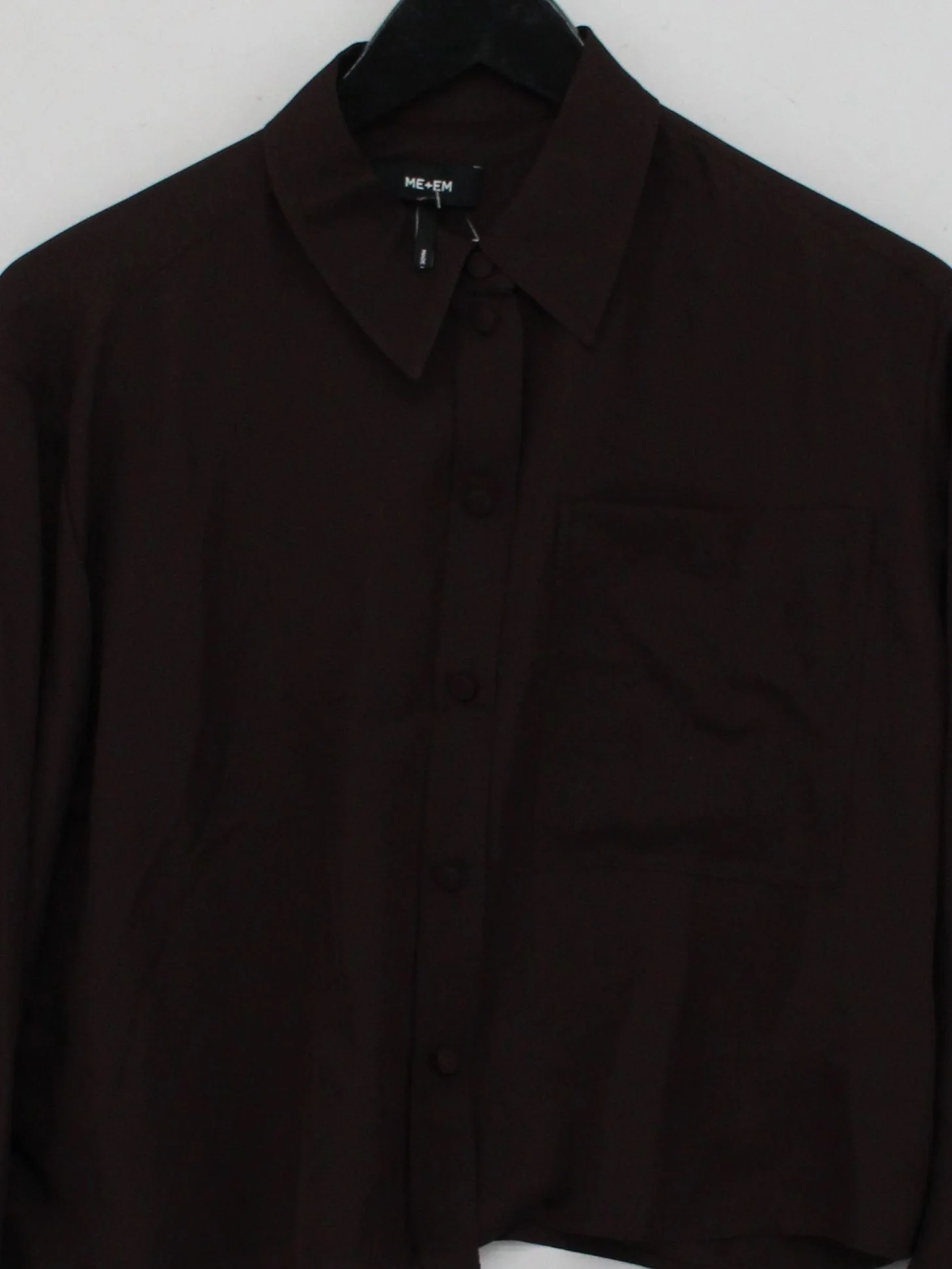 ME+EM Women's Shirt UK 10 Brown 100% Silk Long Sleeve Collared Basic - Image 3