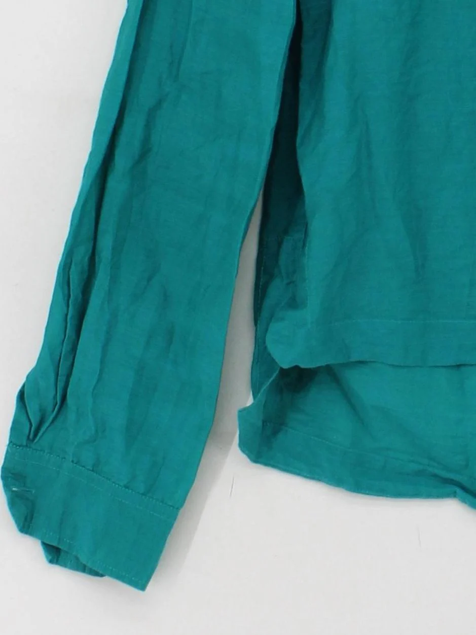 ME+EM Women's Shirt UK 10 Green Cotton with Silk Long Sleeve Collared Basic - Image 4