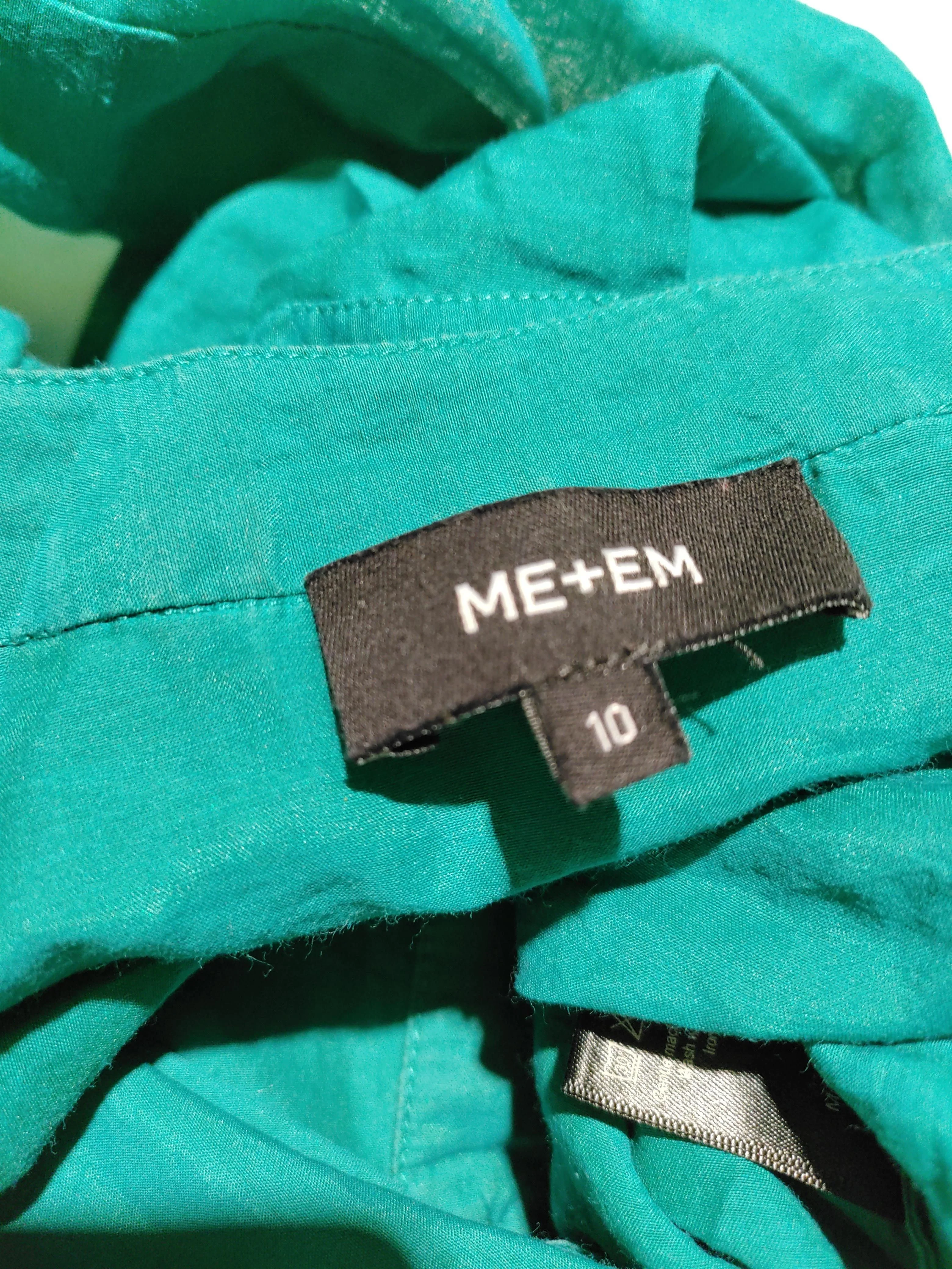 ME+EM Women's Shirt UK 10 Green Cotton with Silk Long Sleeve Collared Basic - Image 5
