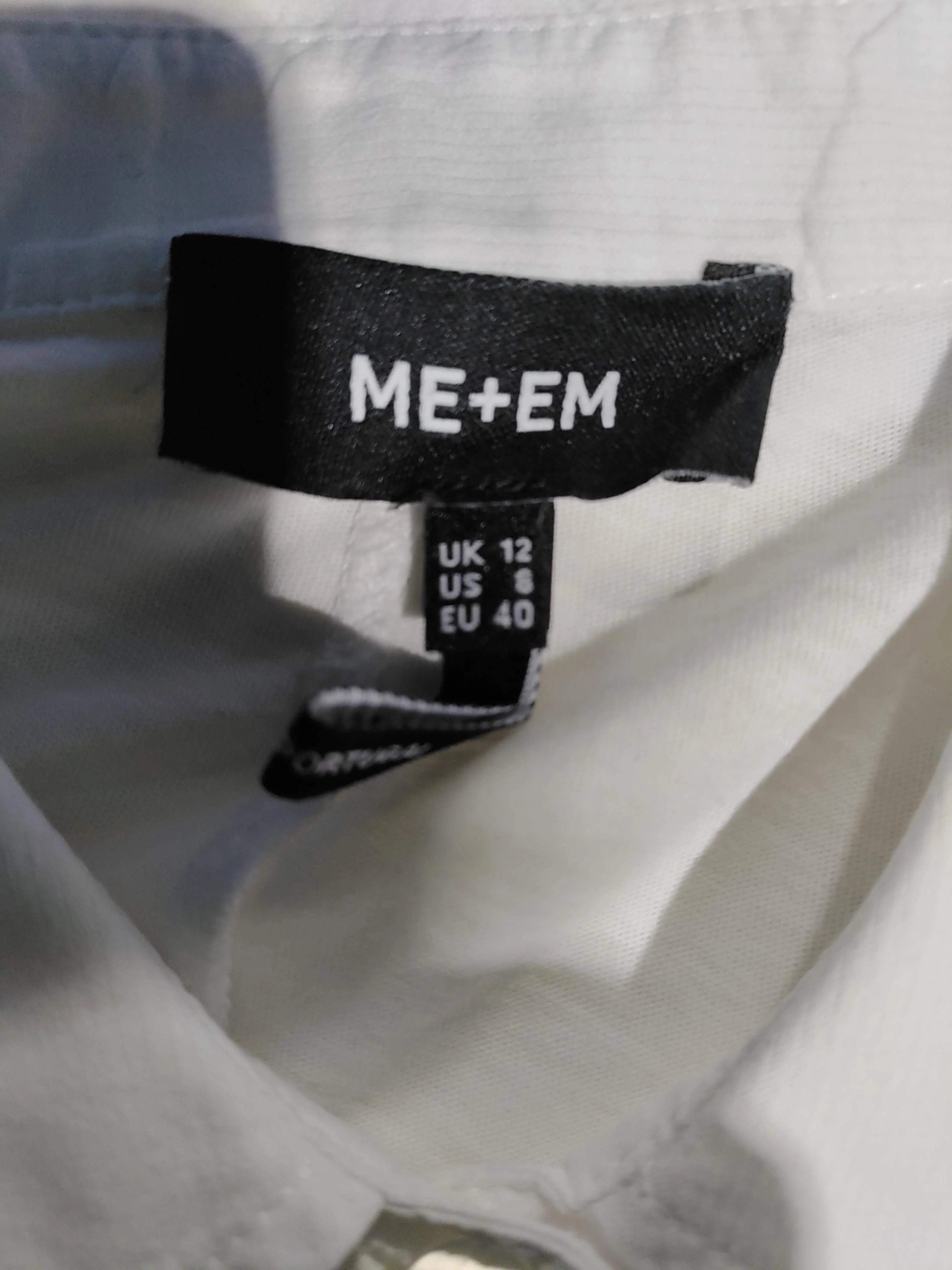 ME+EM Women's Shirt UK 12 White 100% Cotton Long Sleeve Collared Basic - Image 5