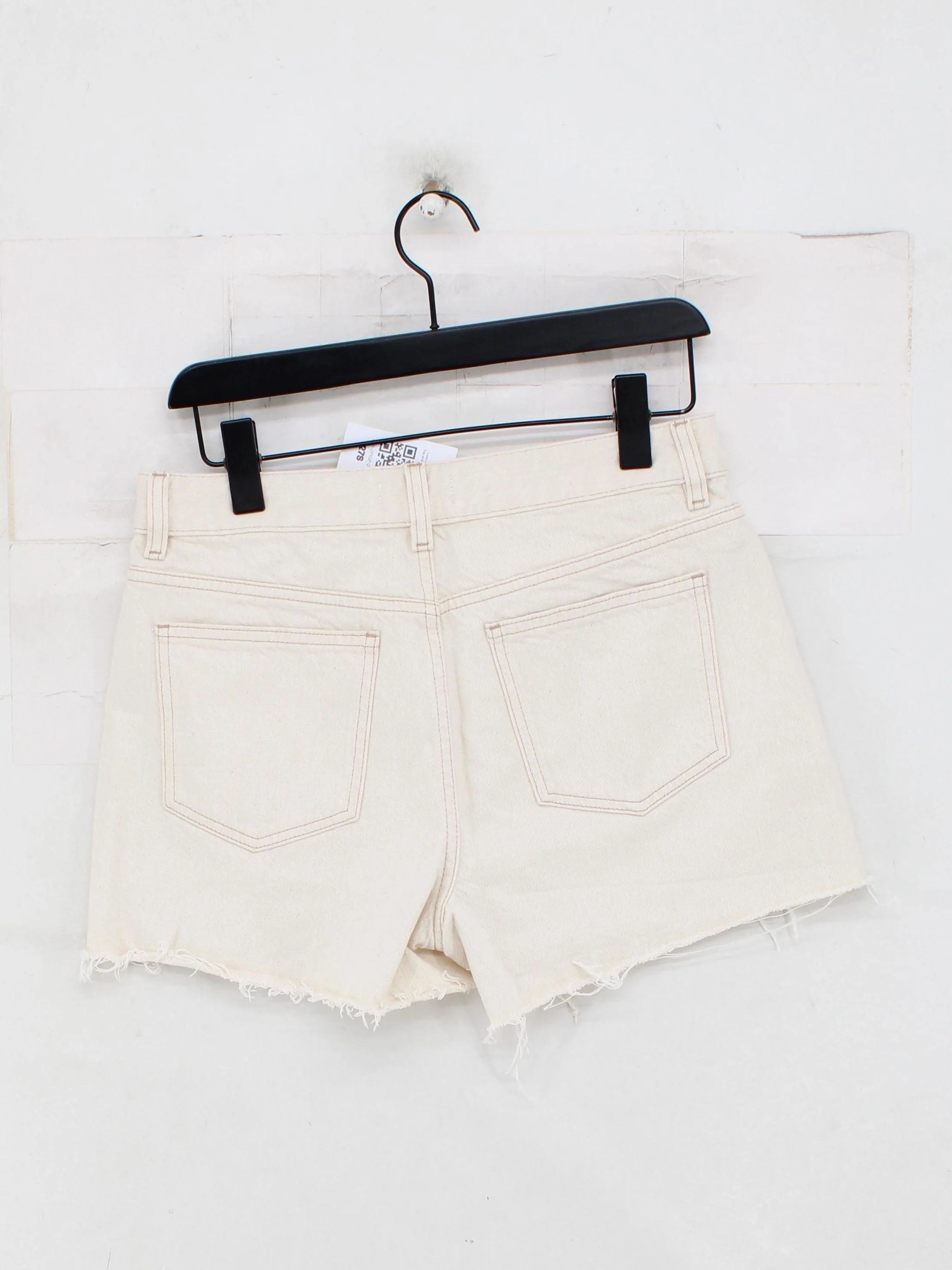 ME+EM Women's Shorts W 27 in Cream Cotton with Polyester, Cotton Cut-Off - Image 2