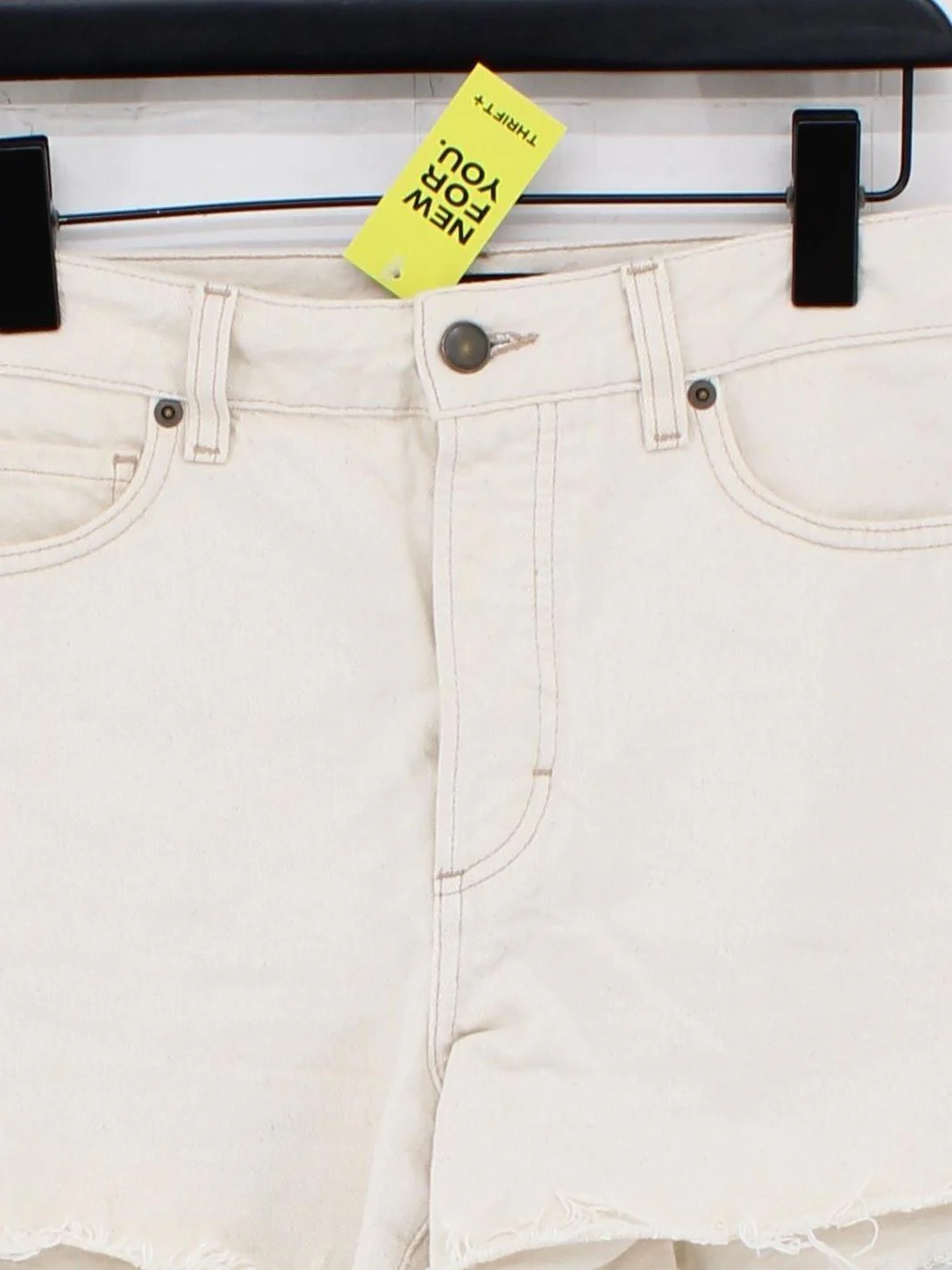 ME+EM Women's Shorts W 27 in Cream Cotton with Polyester, Cotton Cut-Off - Image 3