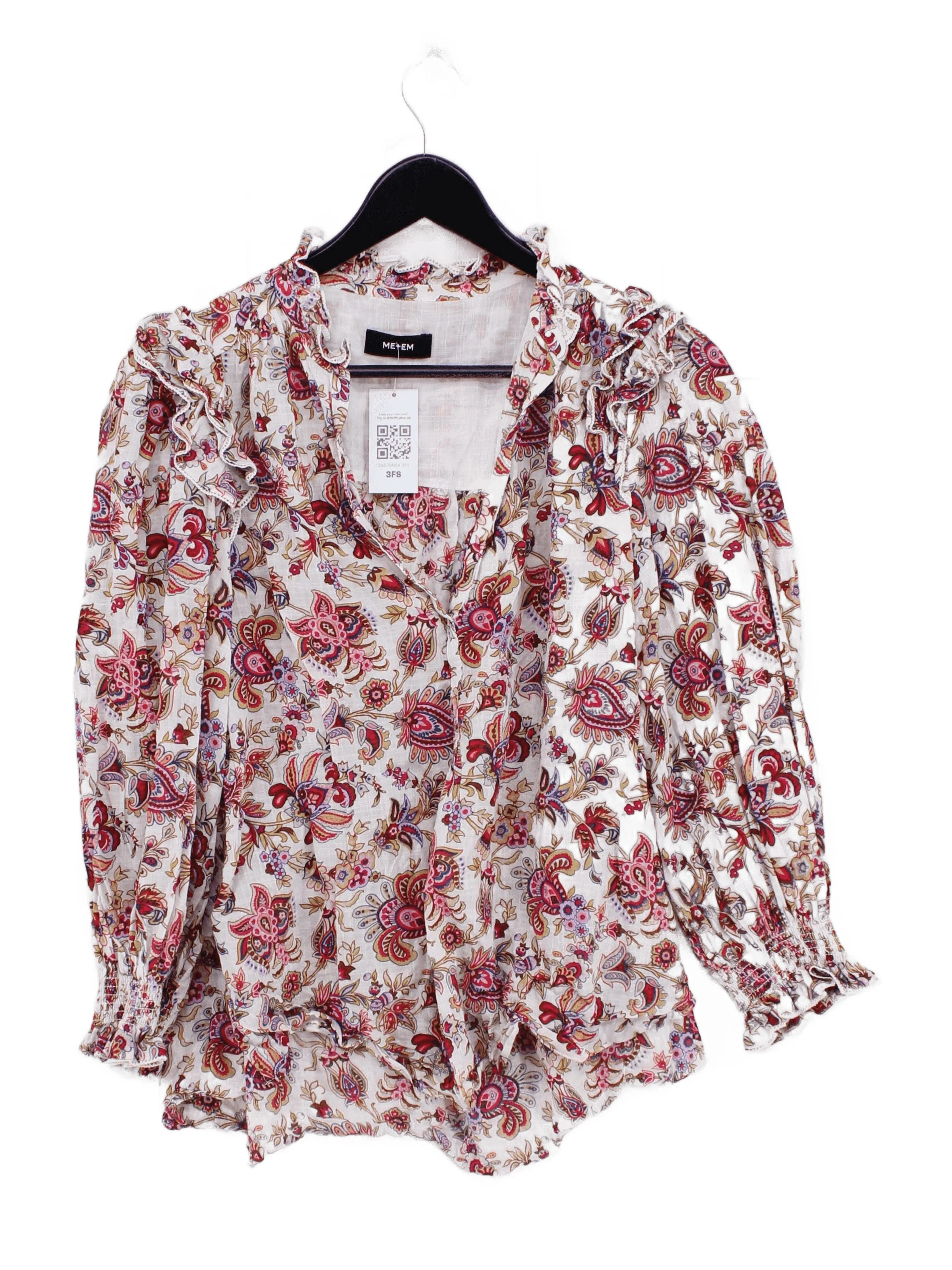 ME+EM Women's Top M Multi Floral 100% Other Long Sleeve V-Neck Basic