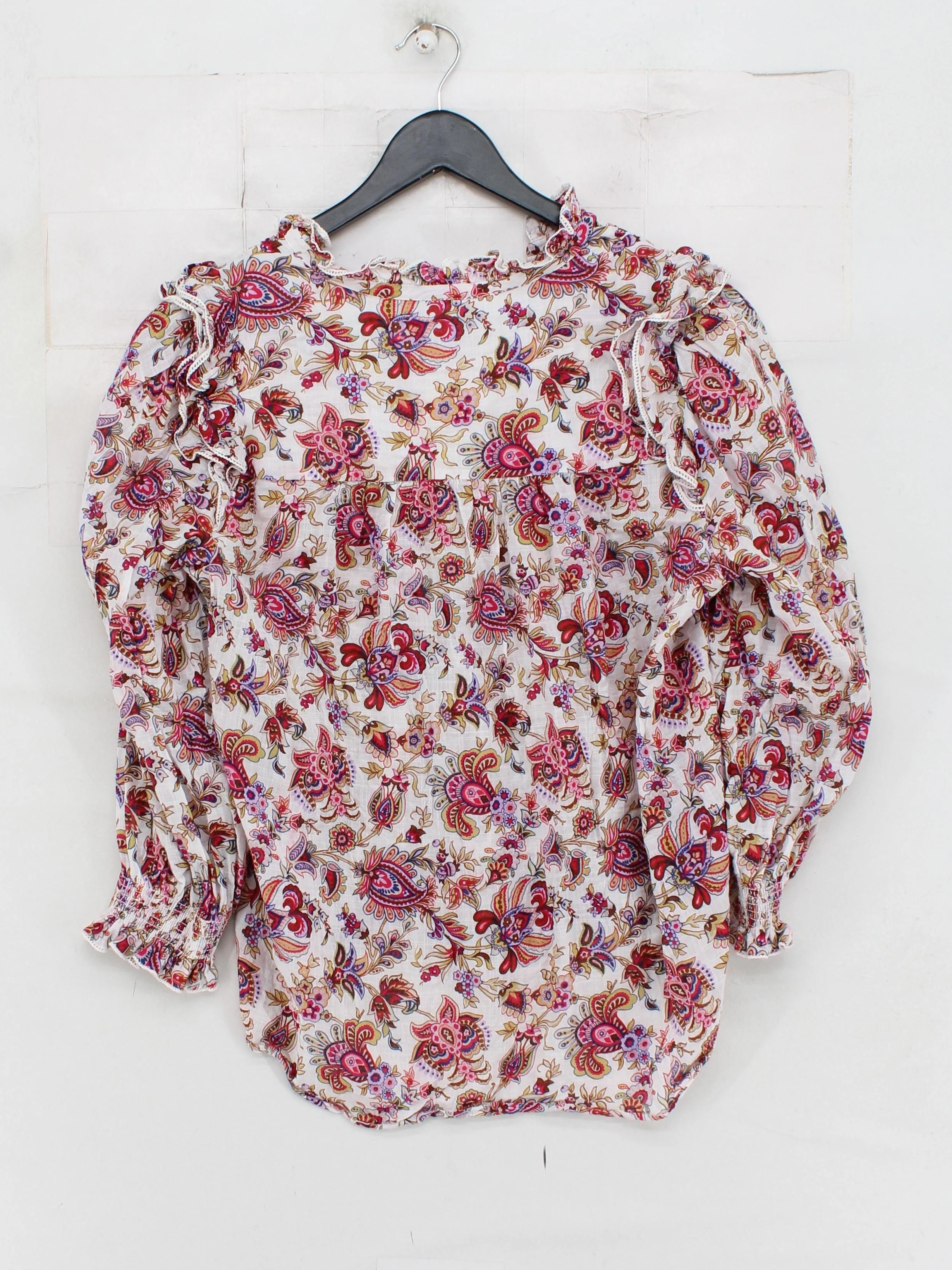 ME+EM Women's Top M Multi Floral 100% Other Long Sleeve V-Neck Basic - Image 2
