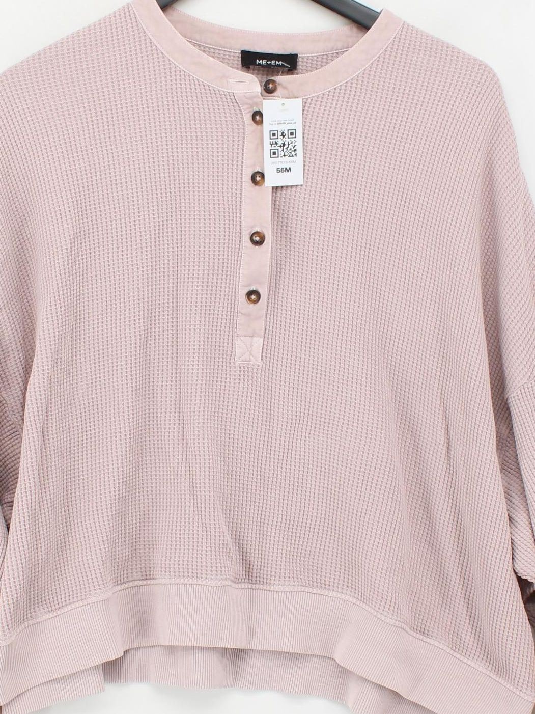 ME+EM Women's Top M Pink Cotton with Elastane Long Sleeve Crew Neck Basic - Image 3
