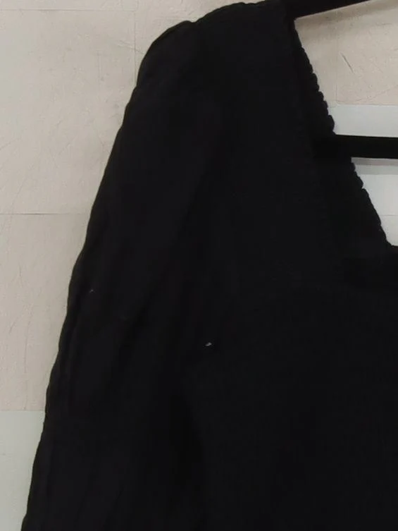 ME+EM Women's Top S Black 100% Cotton 3/4 Sleeve Square Neck Basic - Image 4