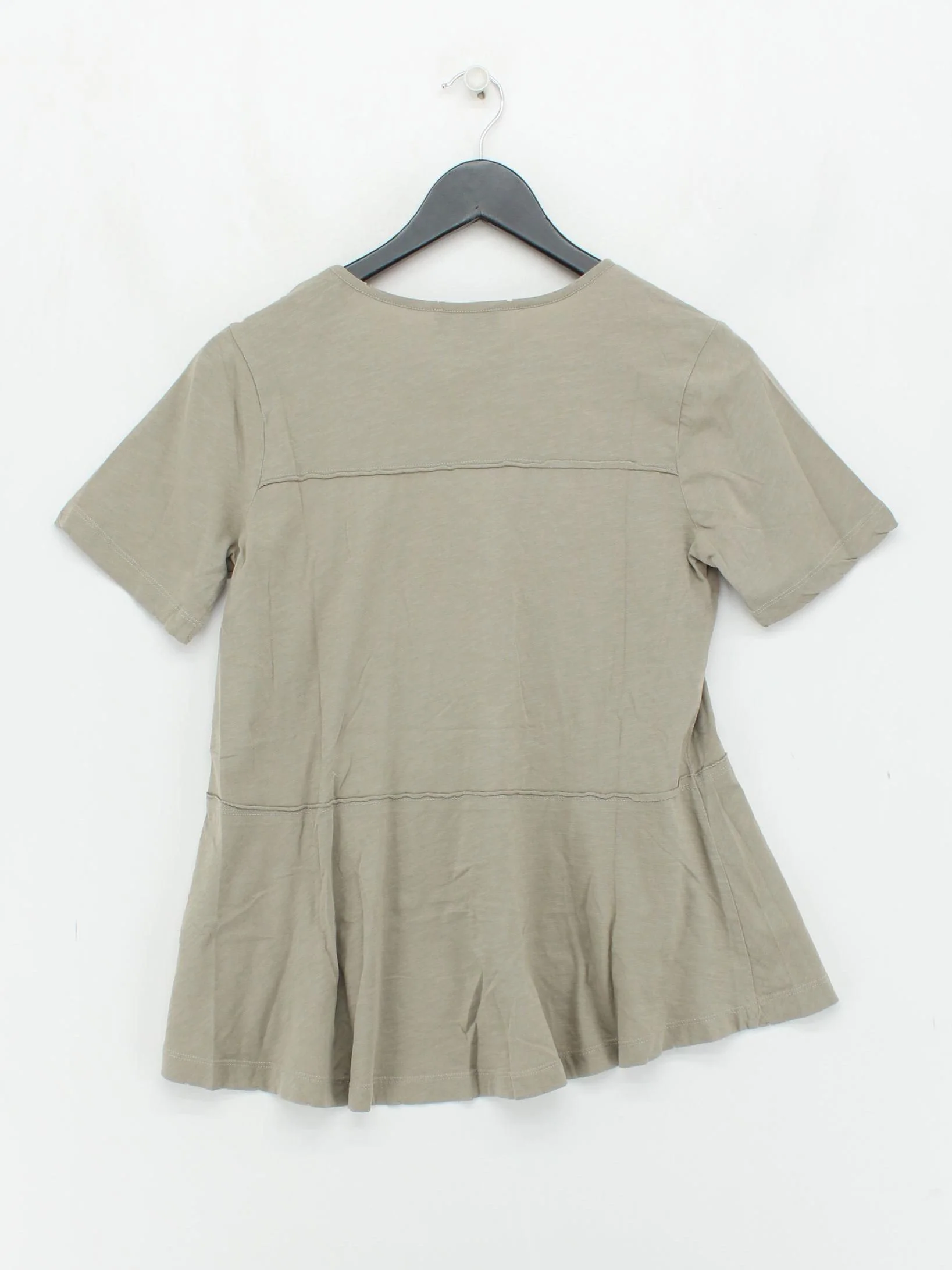 ME+EM Women's Top S Grey 100% Cotton Short Sleeve V-Neck Basic - Image 2