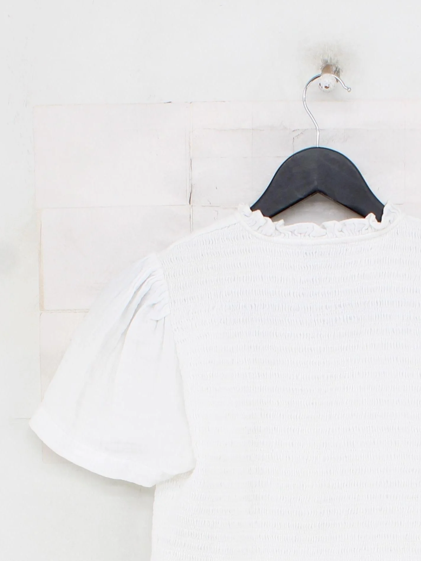 ME+EM Women's Top S White 100% Cotton Short Sleeve Round Neck Basic - Image 2