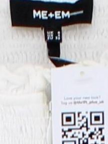 ME+EM Women's Top S White 100% Cotton Short Sleeve Round Neck Basic - Image 3