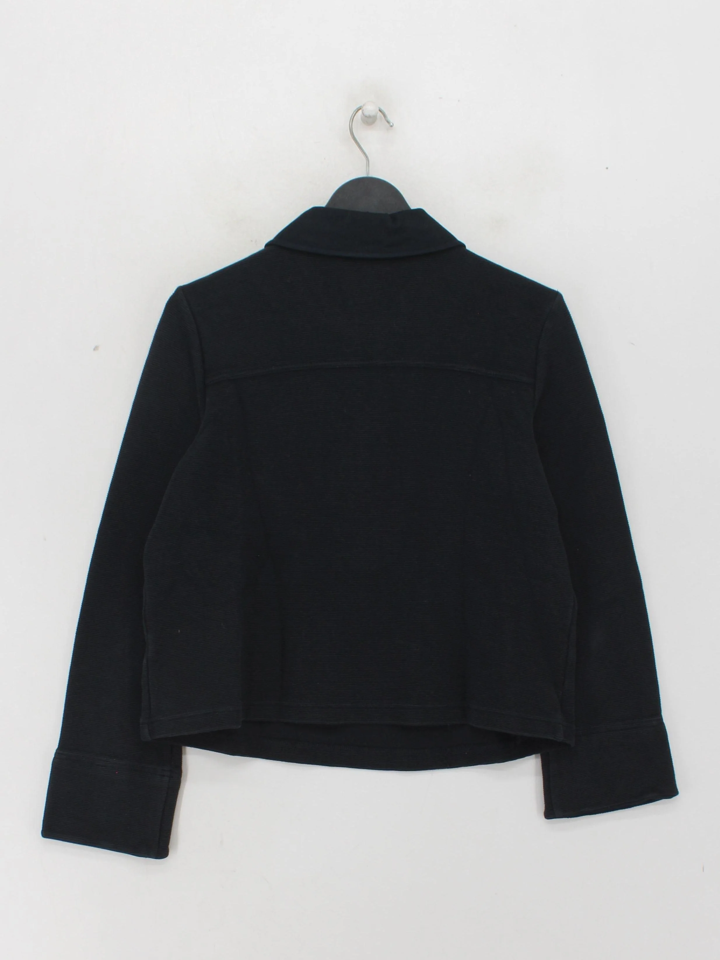 ME+EM Women's Top UK 12 Black Cotton with Elastane Long Sleeve Collared Cropped - Image 2