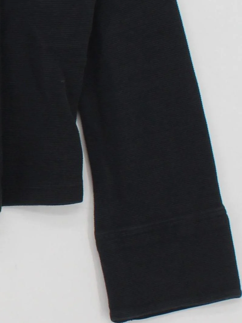 ME+EM Women's Top UK 12 Black Cotton with Elastane Long Sleeve Collared Cropped - Image 4