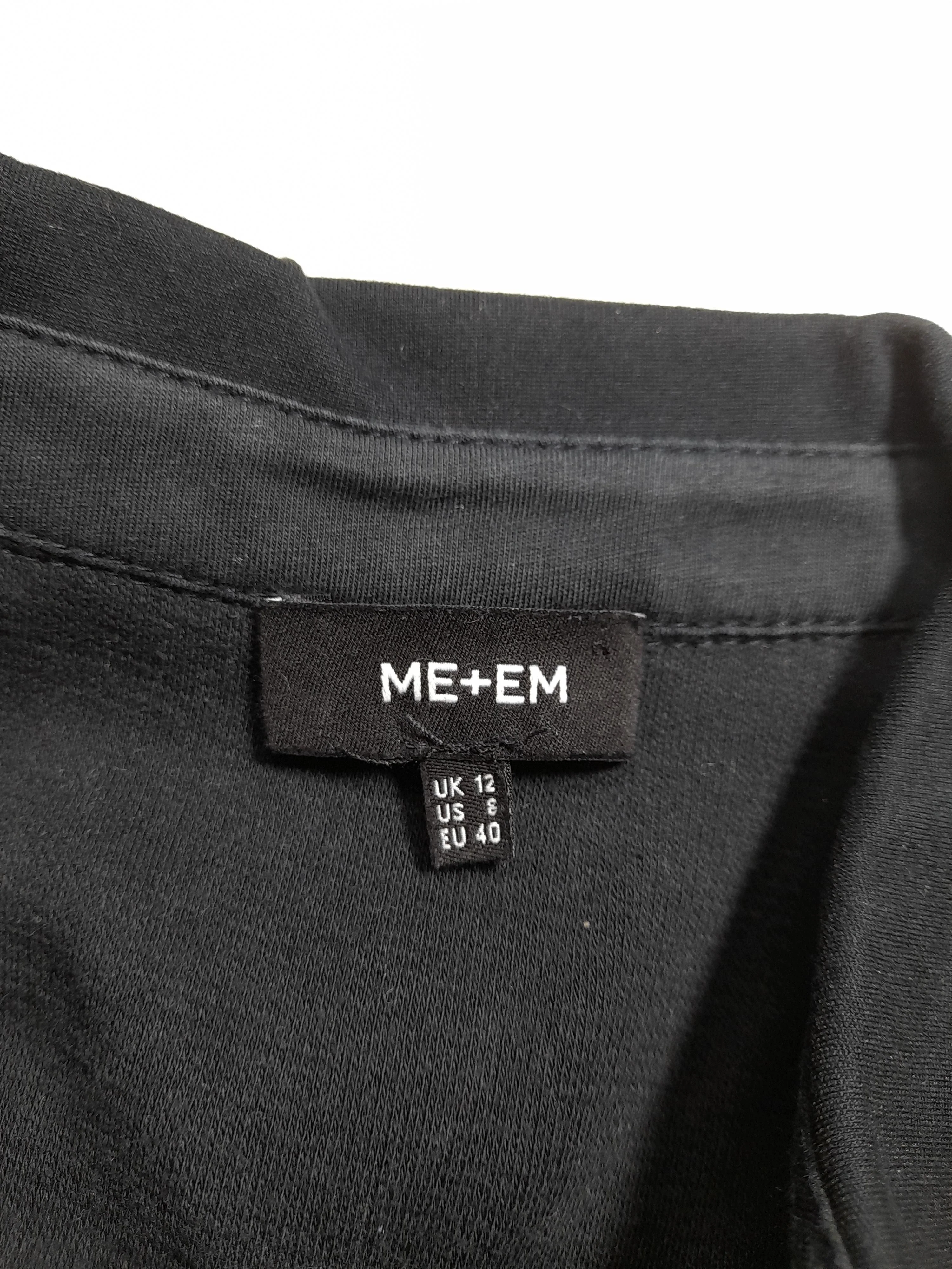 ME+EM Women's Top UK 12 Black Cotton with Elastane Long Sleeve Collared Cropped - Image 5