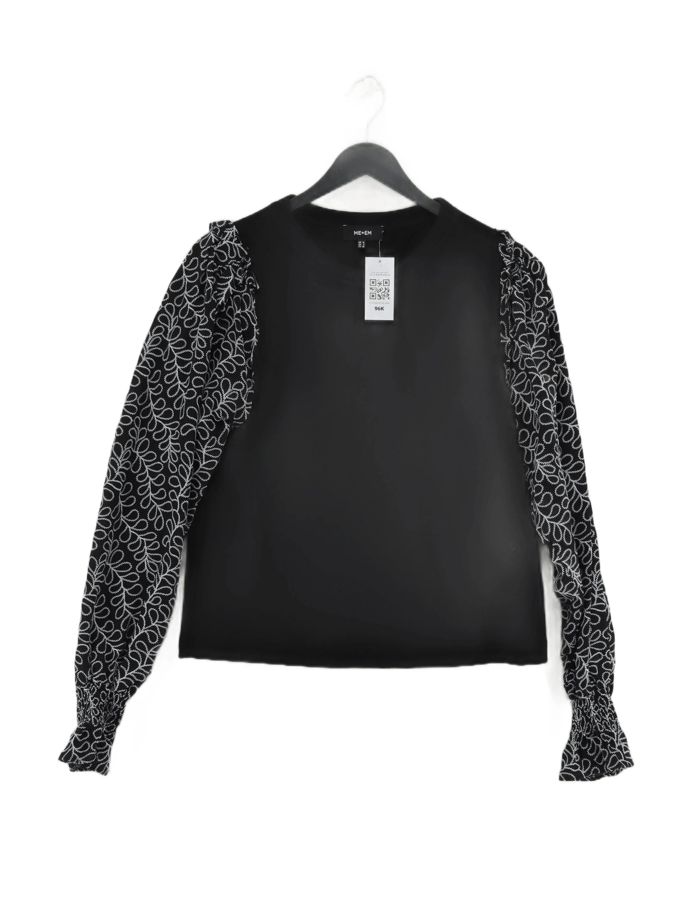 ME+EM Women's Top UK 12 Black Cotton with Polyester Basic