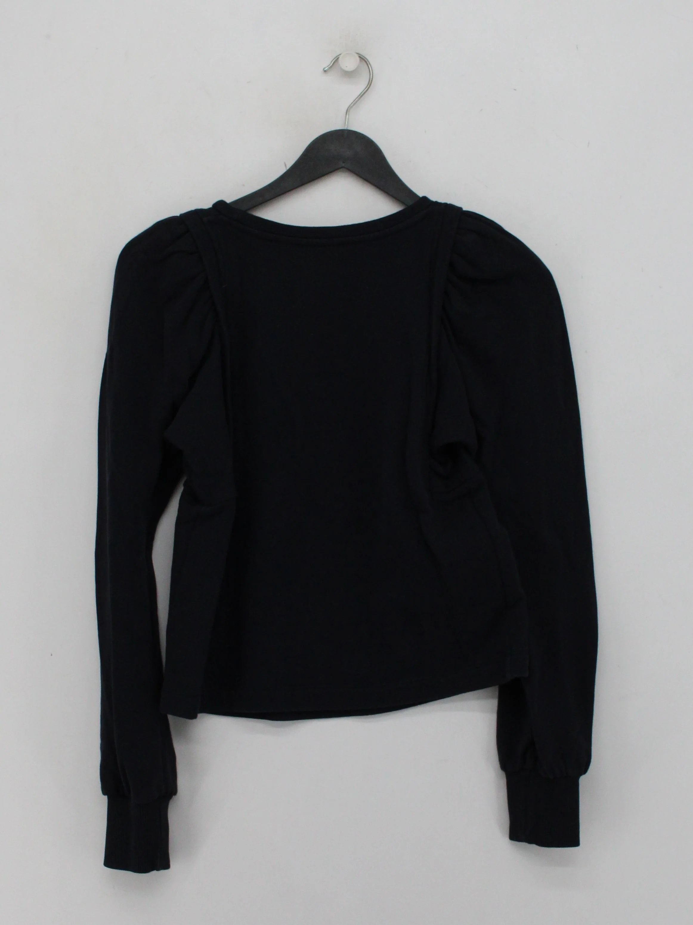 ME+EM Women's Top UK 6 Black 100% Cotton Long Sleeve Round Neck Basic - Image 2