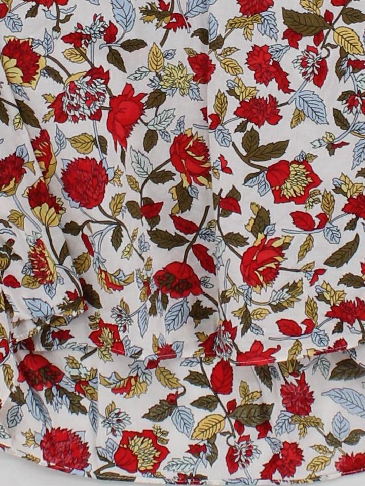 ME+EM Women's Top UK 8 Multi Floral 100% Cotton Short Sleeve V-Neck Basic - Image 4