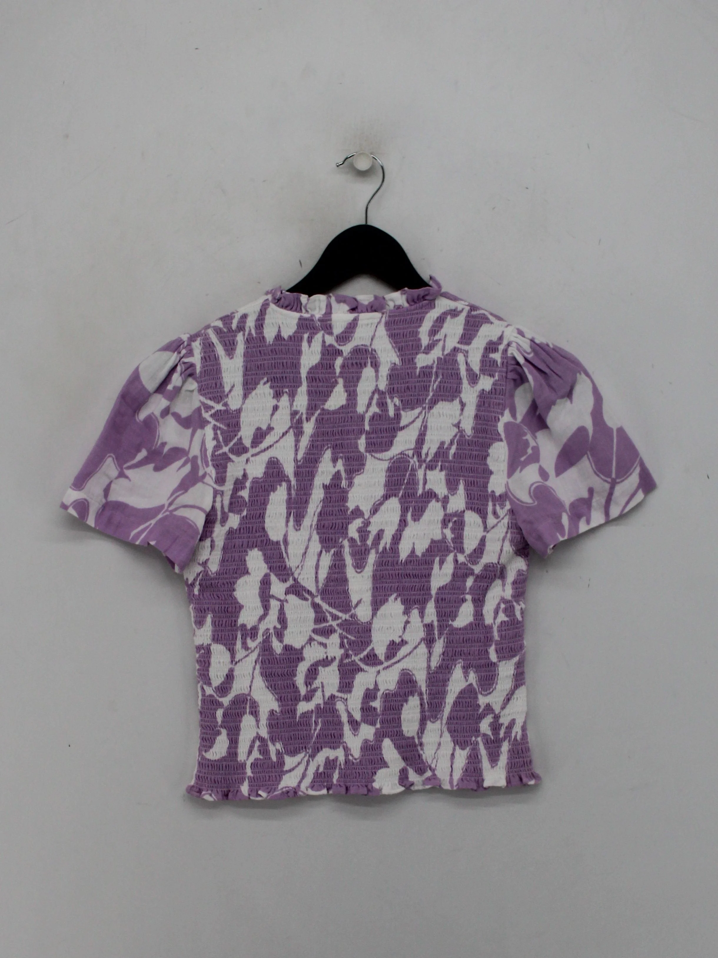 ME+EM Women's Top UK 8 Purple 100% Cotton Short Sleeve Round Neck Cropped - Image 2