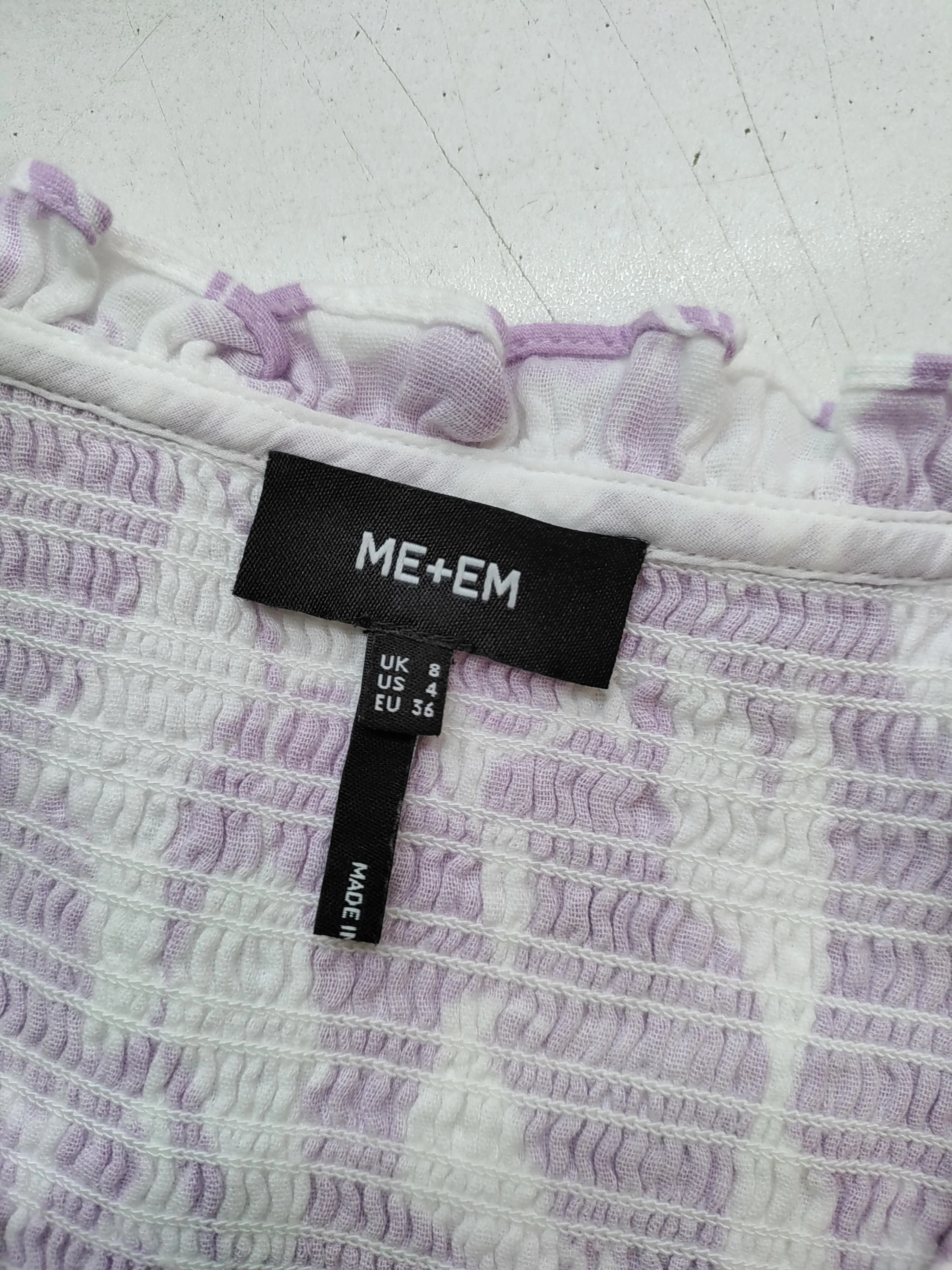 ME+EM Women's Top UK 8 Purple 100% Cotton Short Sleeve Round Neck Cropped - Image 5
