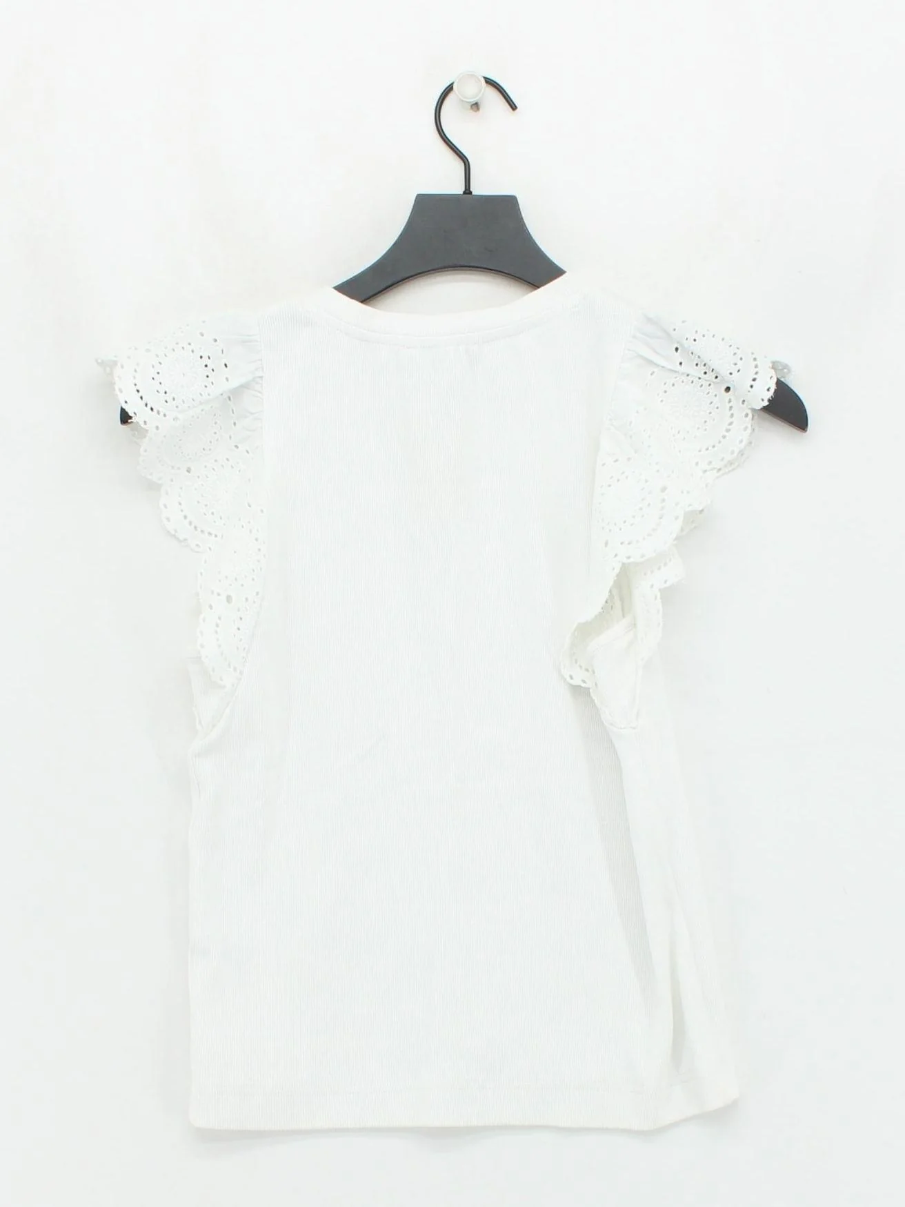 ME+EM Women's Top UK 8 White Cotton with Elastane Short Sleeve Round Neck Basic - Image 2