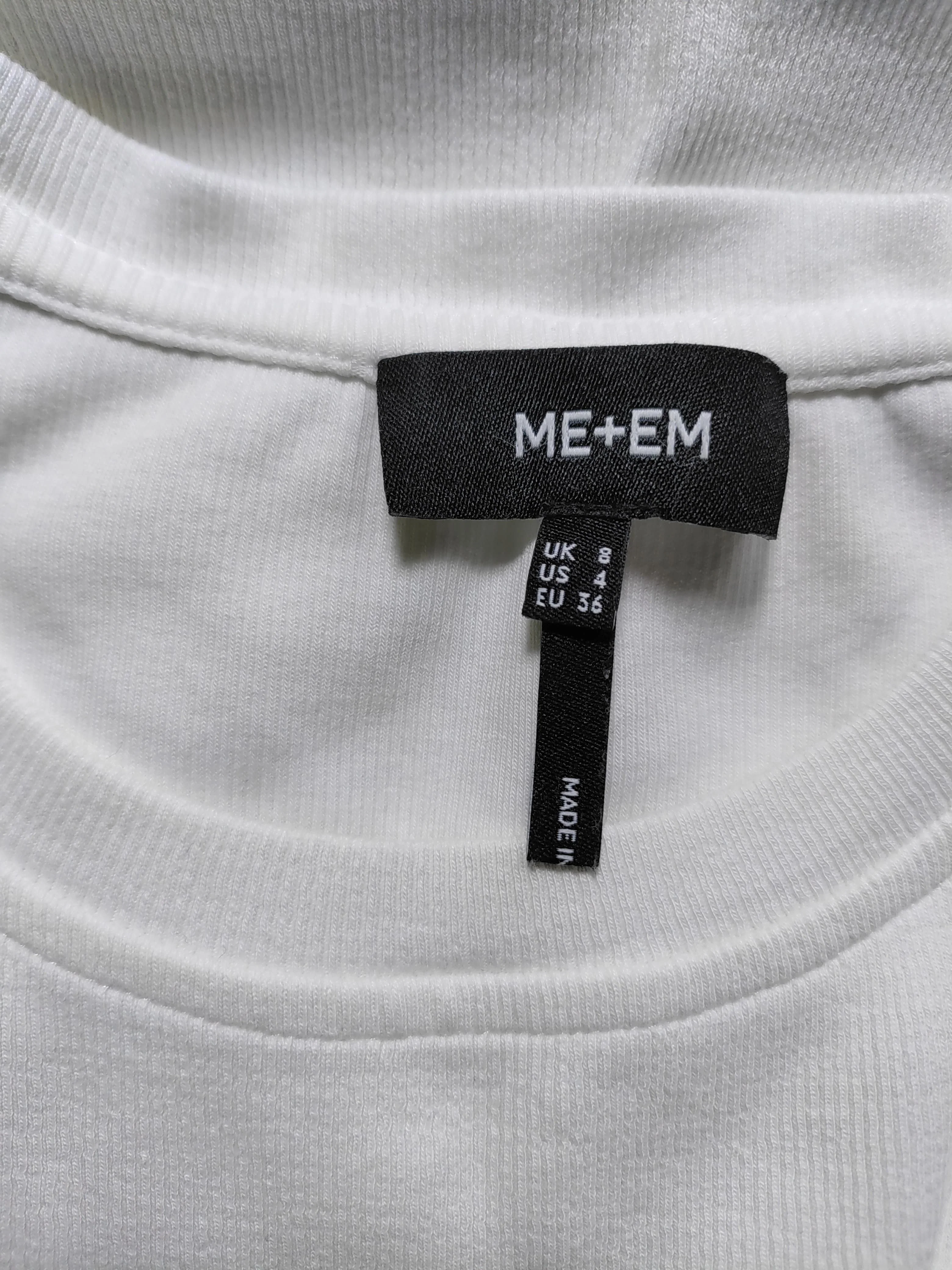 ME+EM Women's Top UK 8 White Cotton with Elastane Short Sleeve Round Neck Basic - Image 5