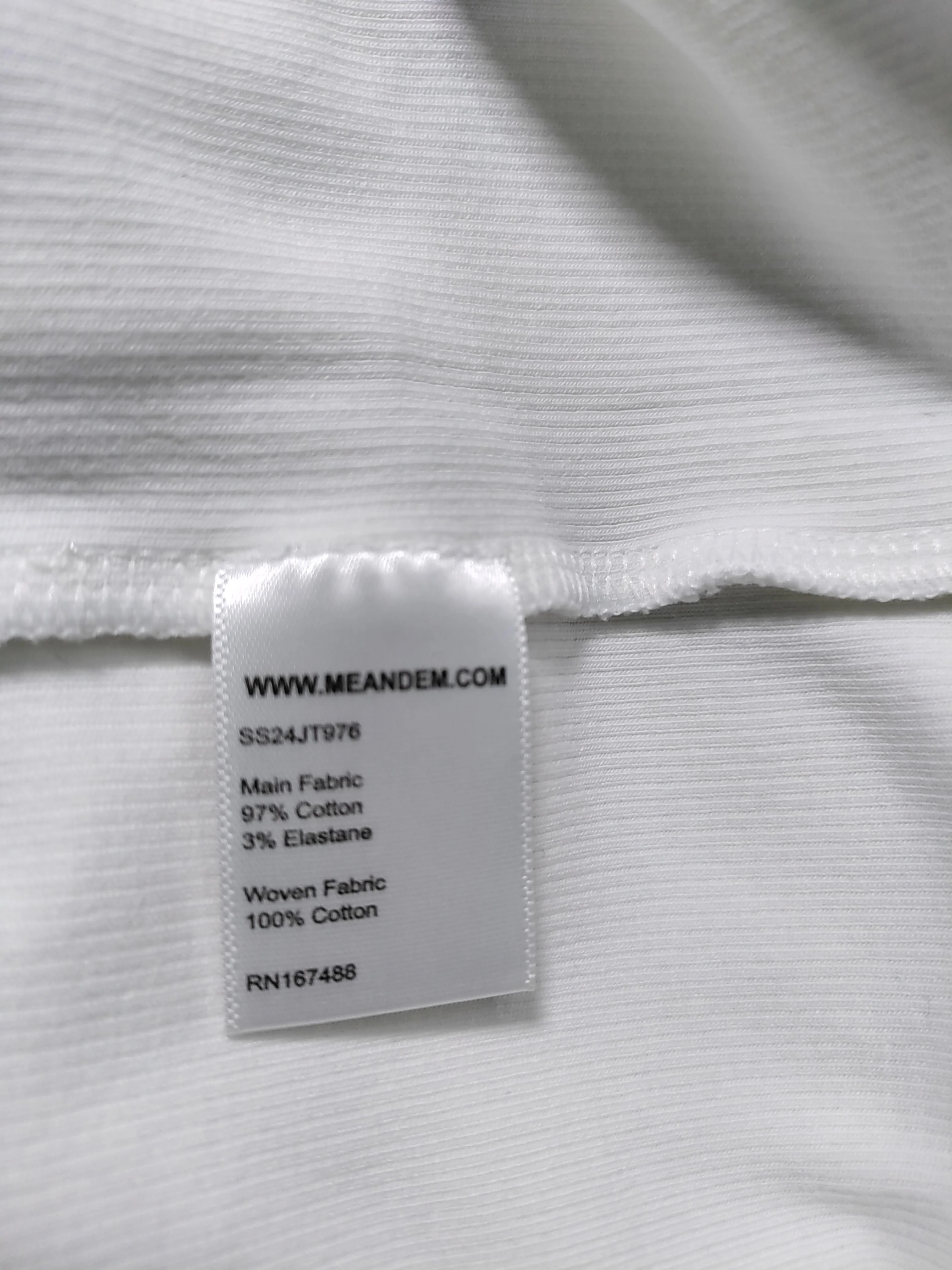 ME+EM Women's Top UK 8 White Cotton with Elastane Short Sleeve Round Neck Basic - Image 6