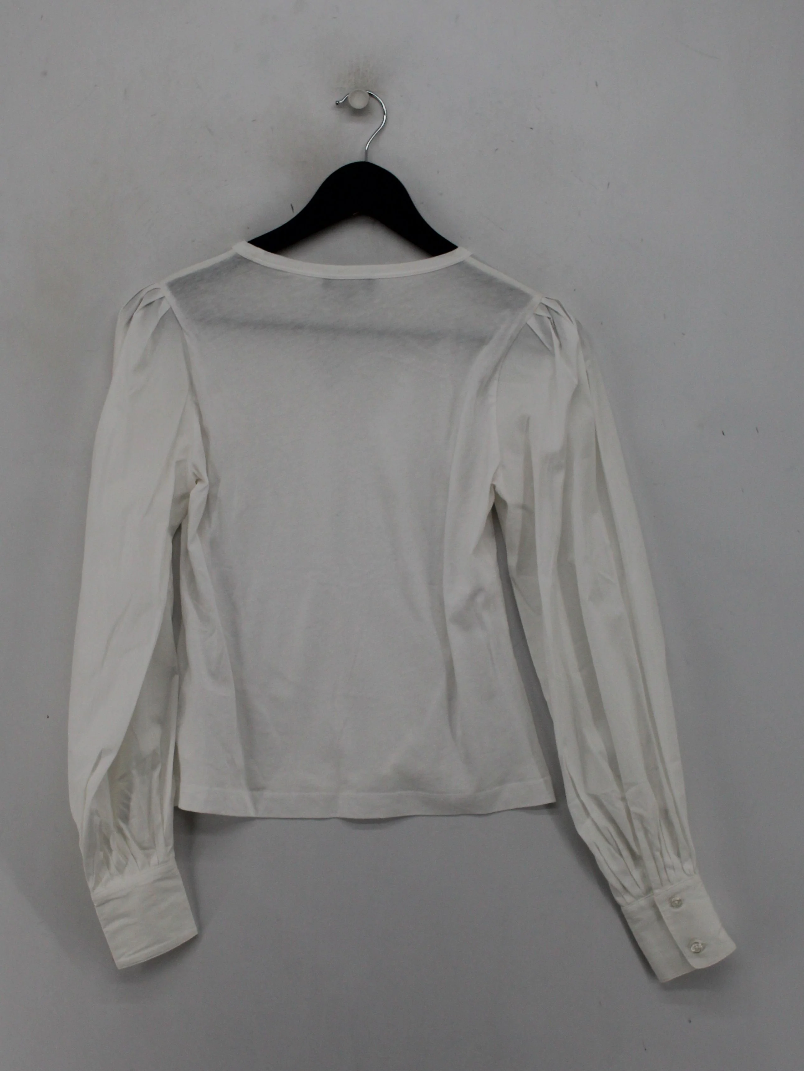 ME+EM Women's Top XS White 100% Cotton Long Sleeve Round Neck Basic - Image 2