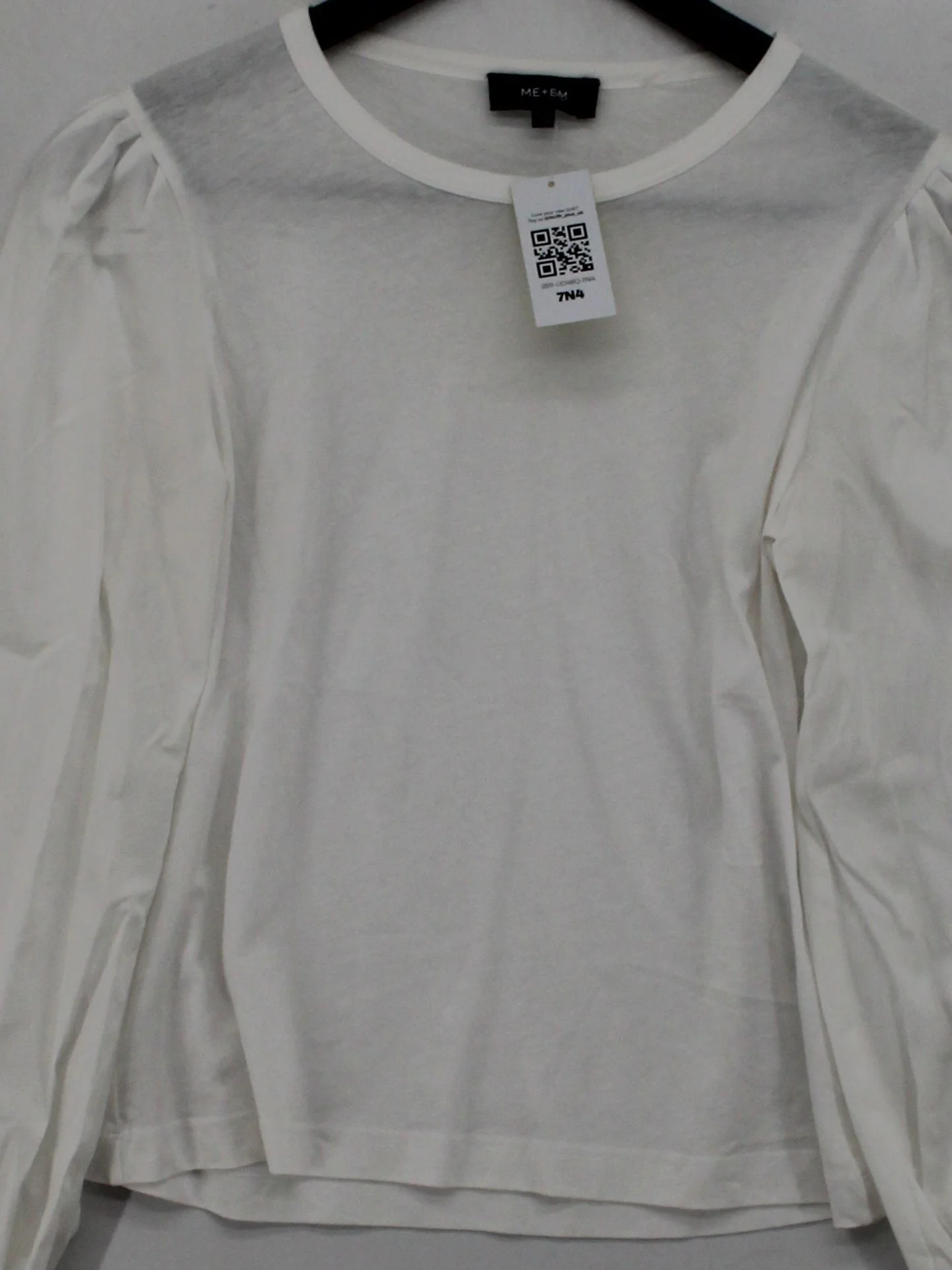 ME+EM Women's Top XS White 100% Cotton Long Sleeve Round Neck Basic - Image 3