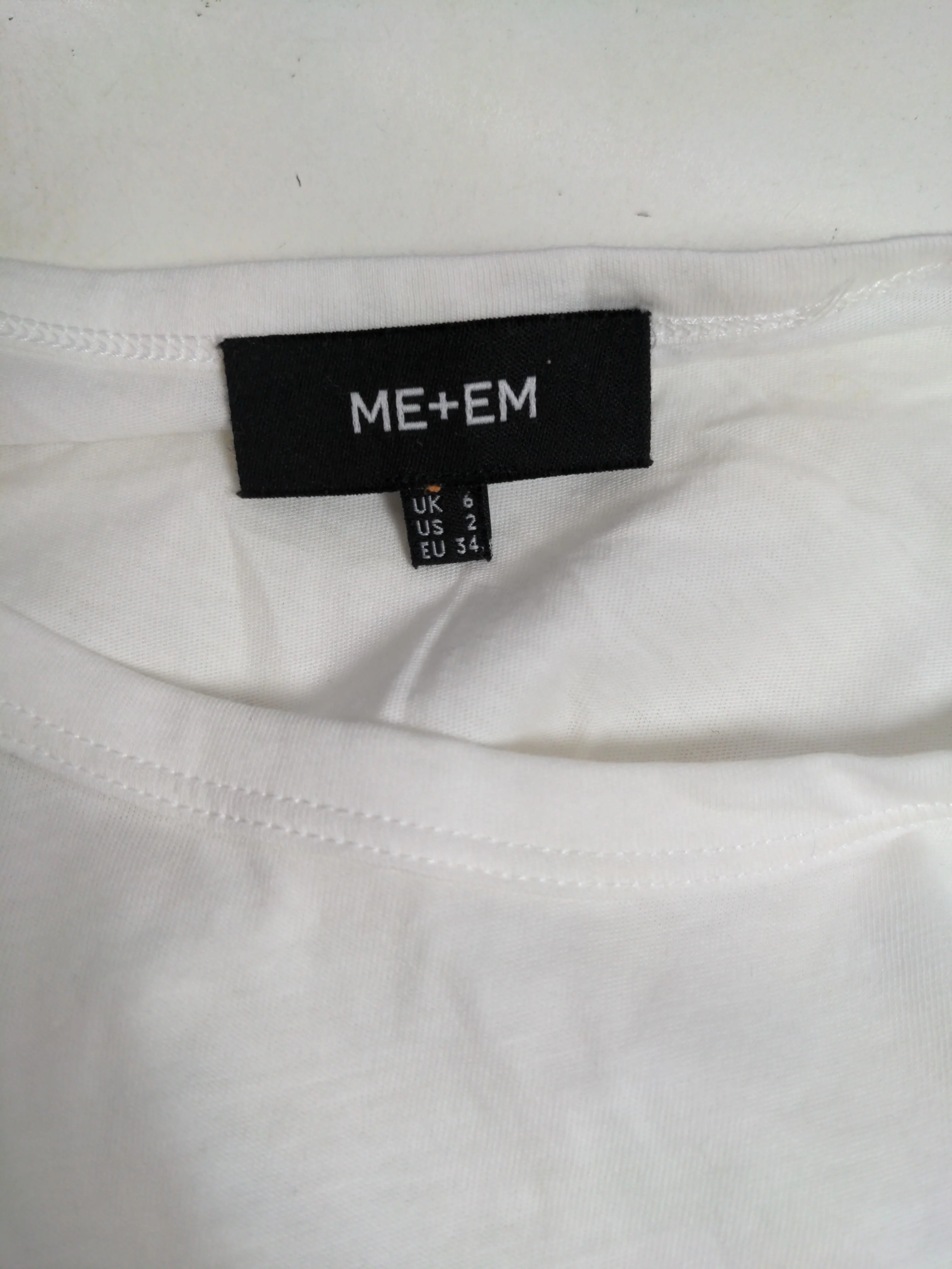 ME+EM Women's Top XS White 100% Cotton Long Sleeve Round Neck Basic - Image 5