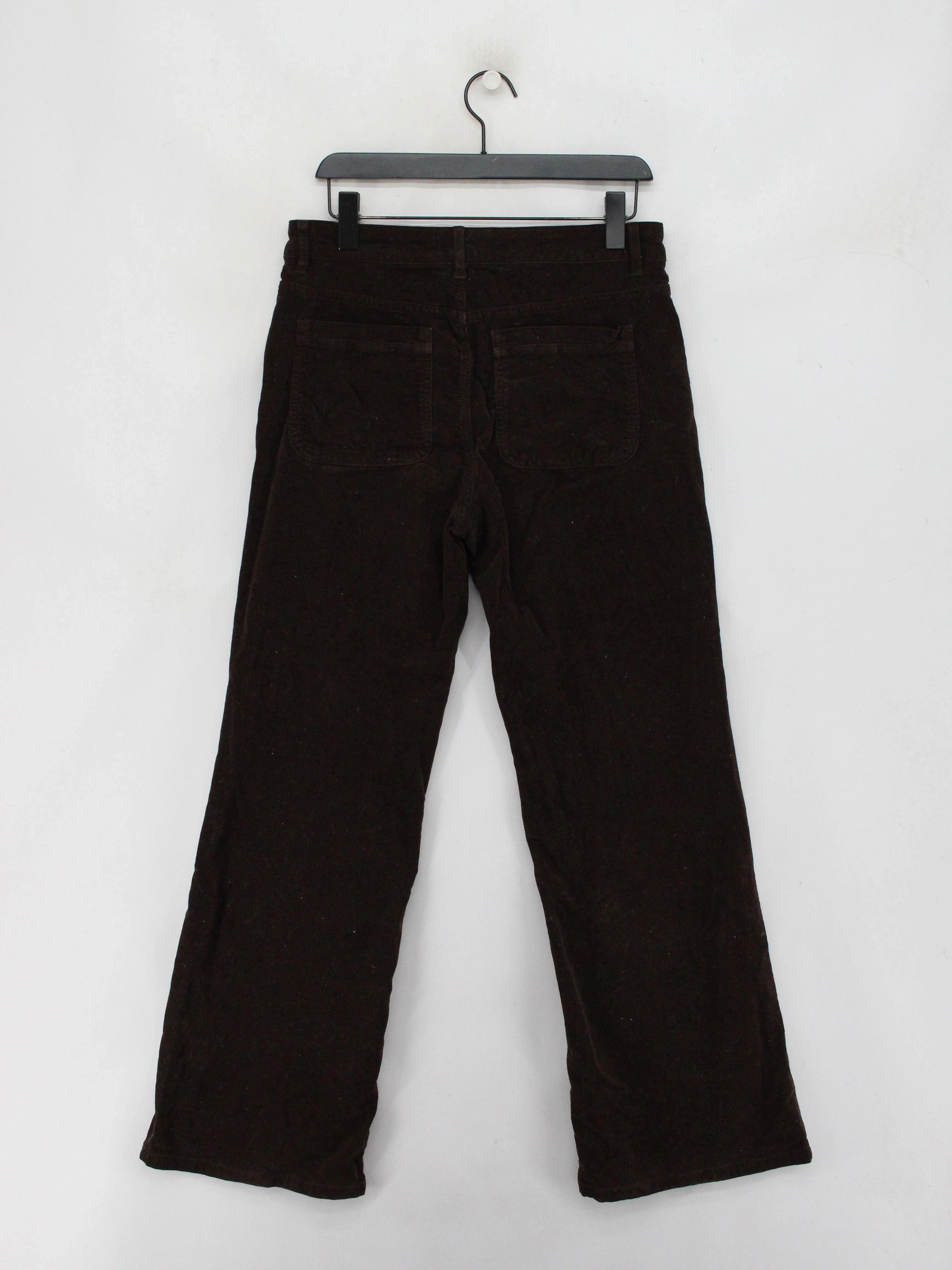ME+EM Women's Trousers UK 12 Brown Cotton with Elastane, Cotton Wide-Leg Chino - Image 2