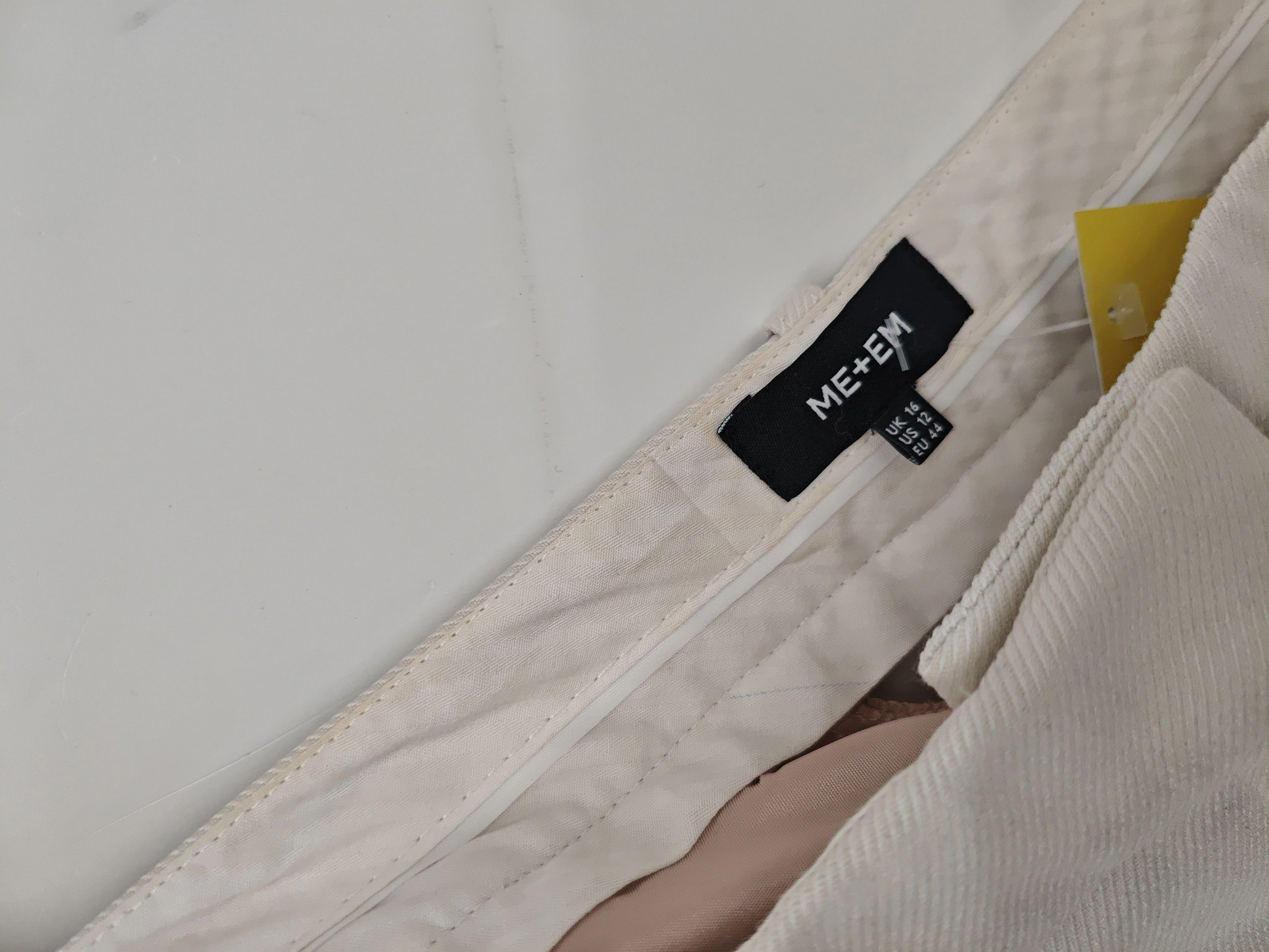 ME+EM Women's Trousers UK 16 Cream Polyester with Viscose Wide-Leg Chino - Image 5