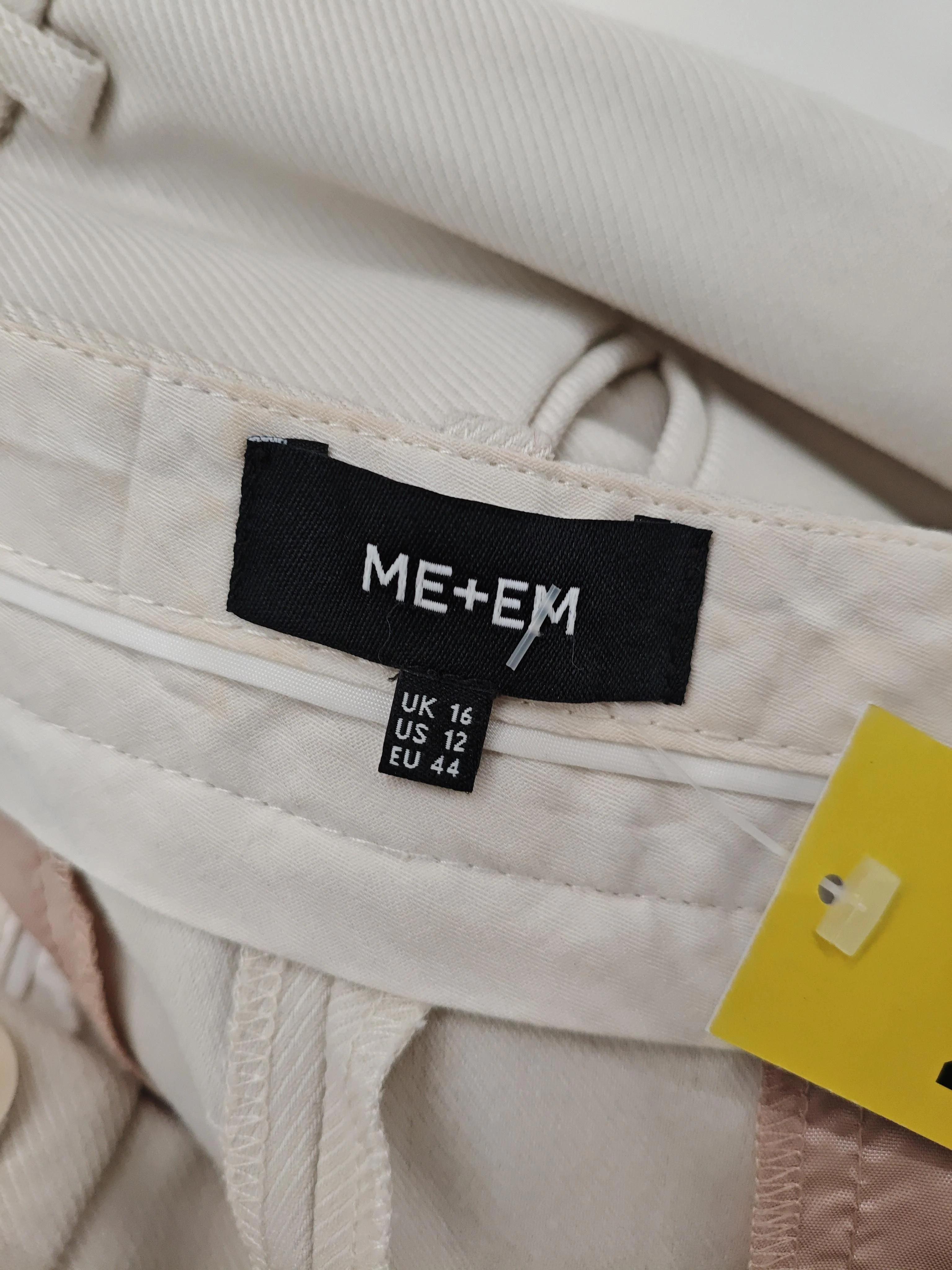 ME+EM Women's Trousers UK 16 Cream Polyester with Viscose Wide-Leg Chino - Image 8