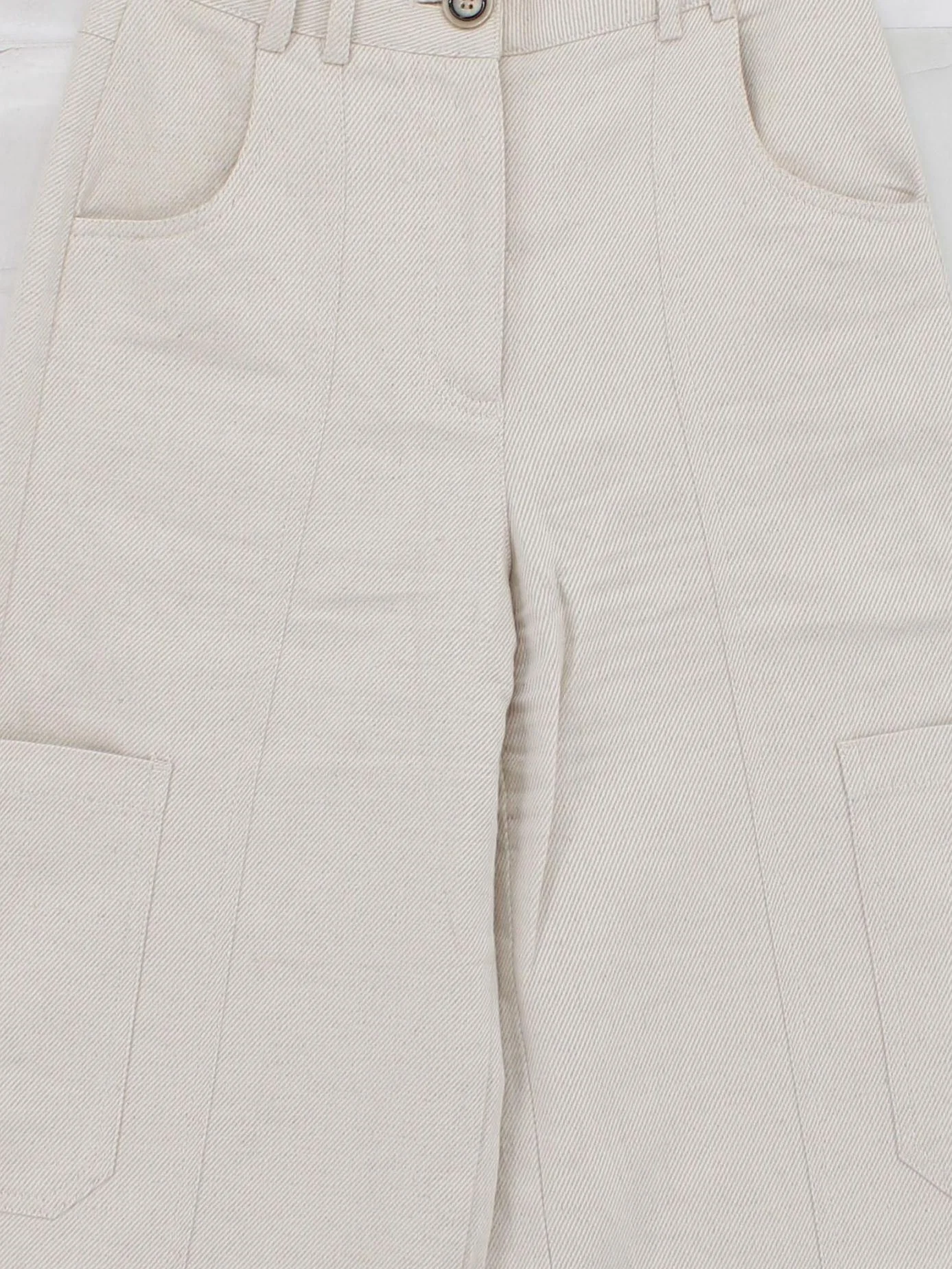 ME+EM Women's Trousers UK 6 Cream Cotton with Linen, Polyester Wide-Leg Cropped - Image 3