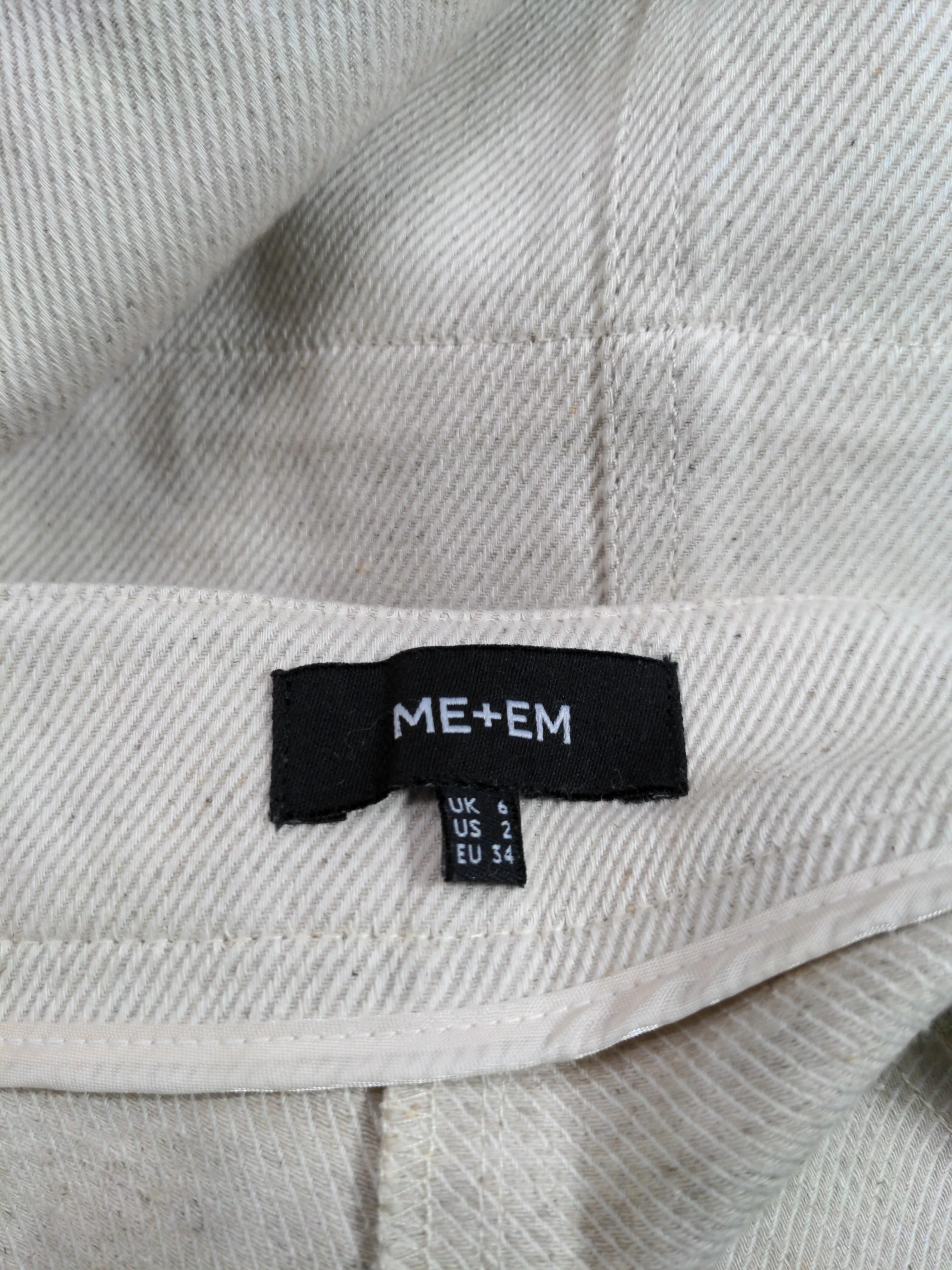 ME+EM Women's Trousers UK 6 Cream Cotton with Linen, Polyester Wide-Leg Cropped - Image 5