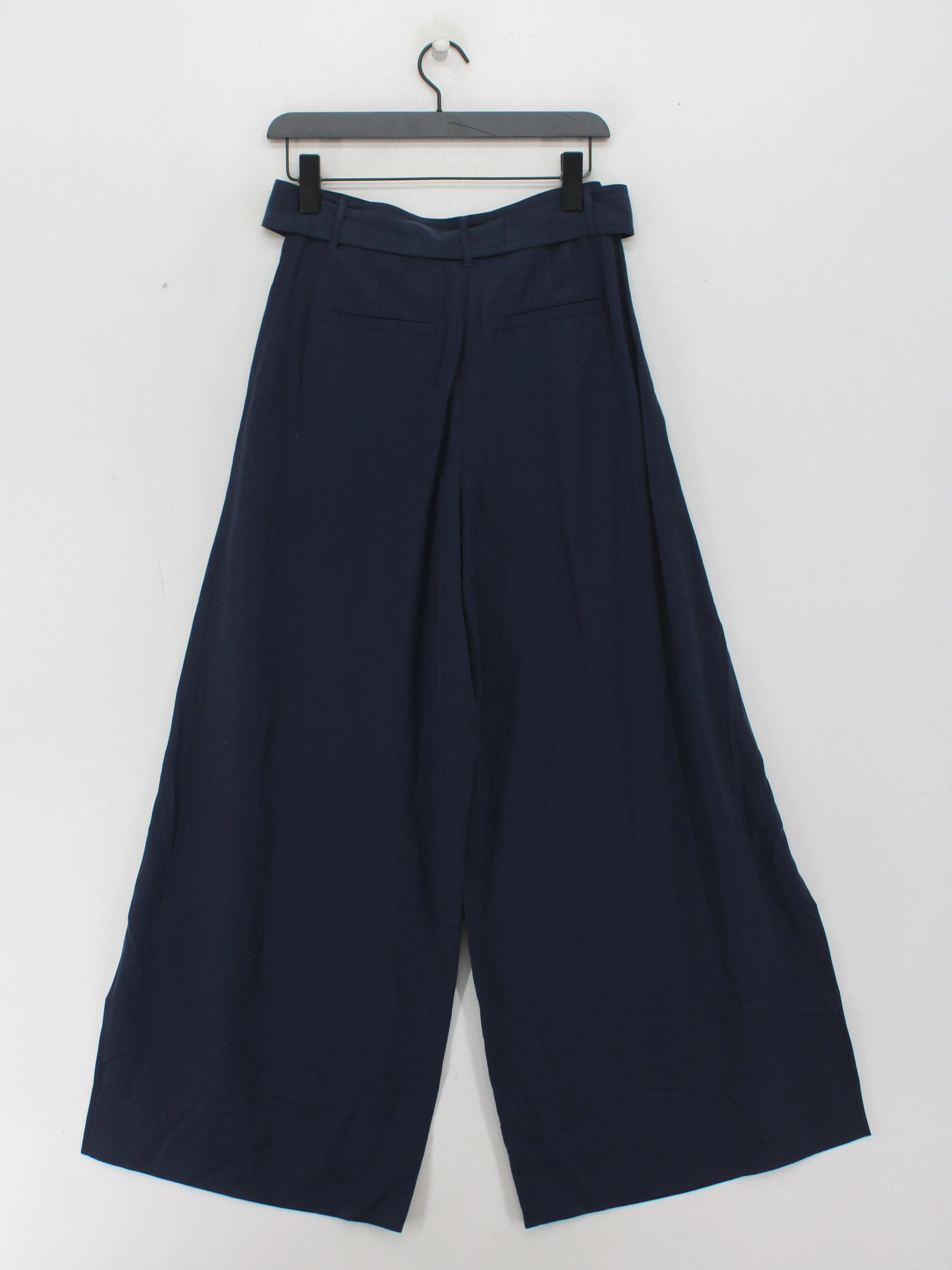 ME+EM Women's Trousers UK 8 Blue Lyocell Modal with Linen Wide-Leg Chino - Image 2