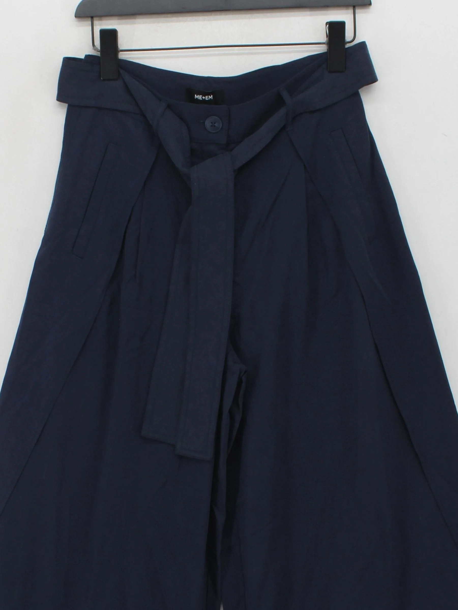 ME+EM Women's Trousers UK 8 Blue Lyocell Modal with Linen Wide-Leg Chino - Image 3