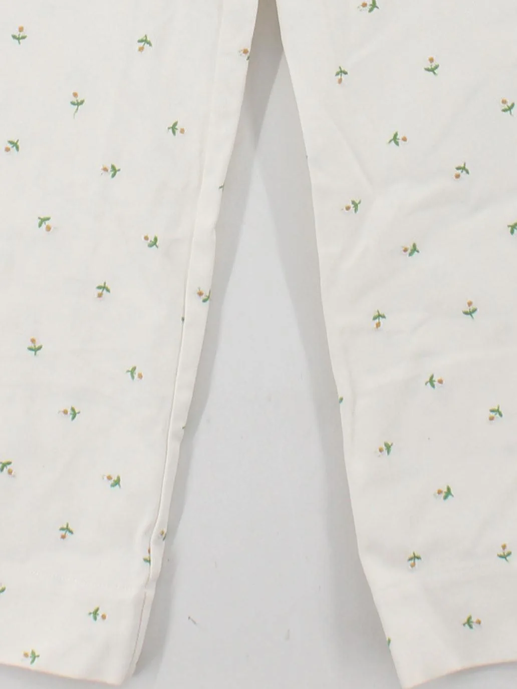 MEADOWS Women's Trousers W 28 in Cream Floral 100% Cotton Wide-Leg Cropped - Image 4
