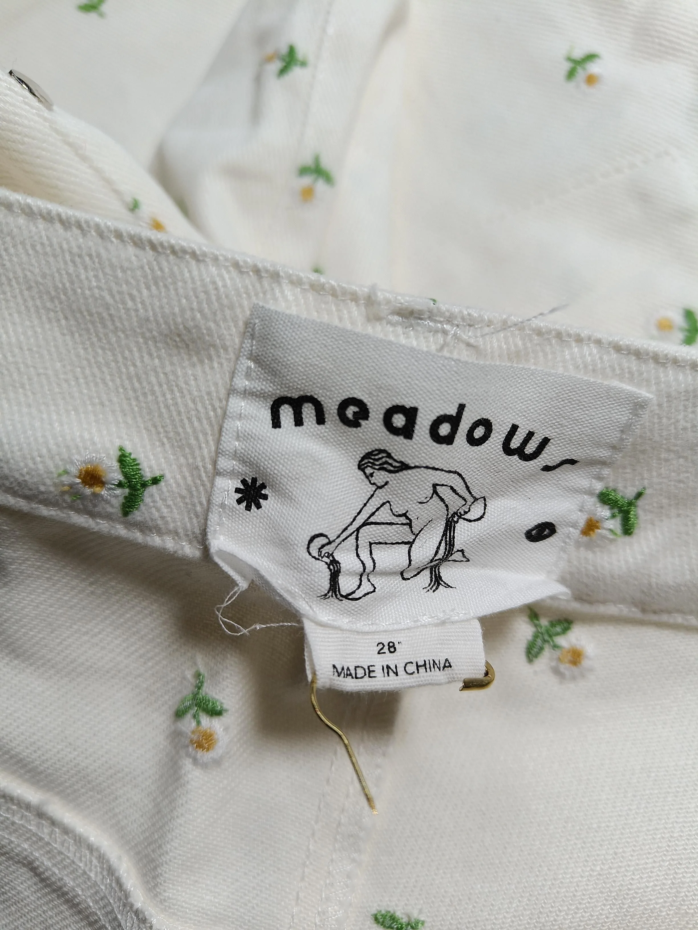 MEADOWS Women's Trousers W 28 in Cream Floral 100% Cotton Wide-Leg Cropped - Image 5