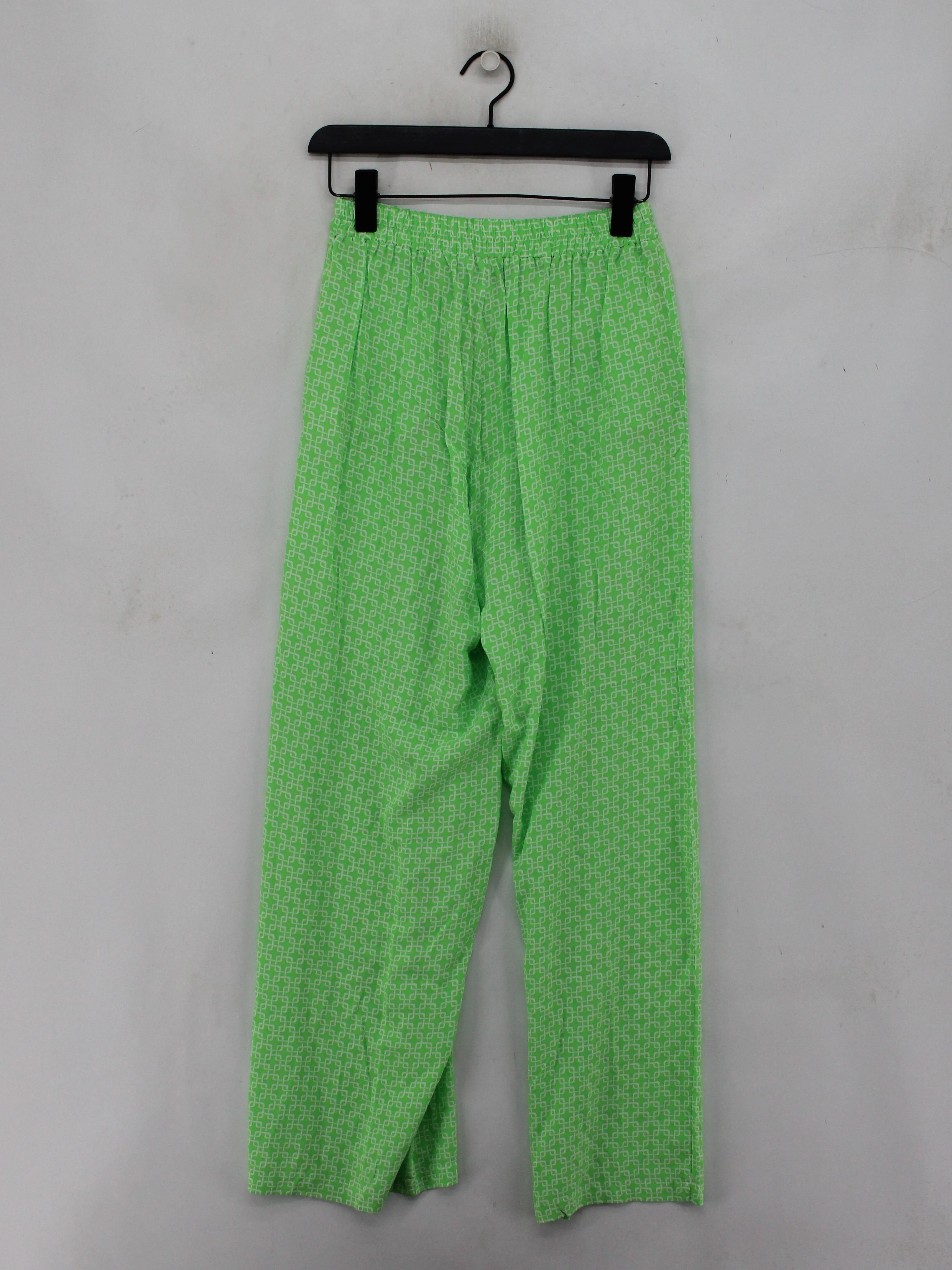 Melissa Odabash Women's Trousers XS Green Geometric 100% Viscose Wide-Leg Capri - Image 2
