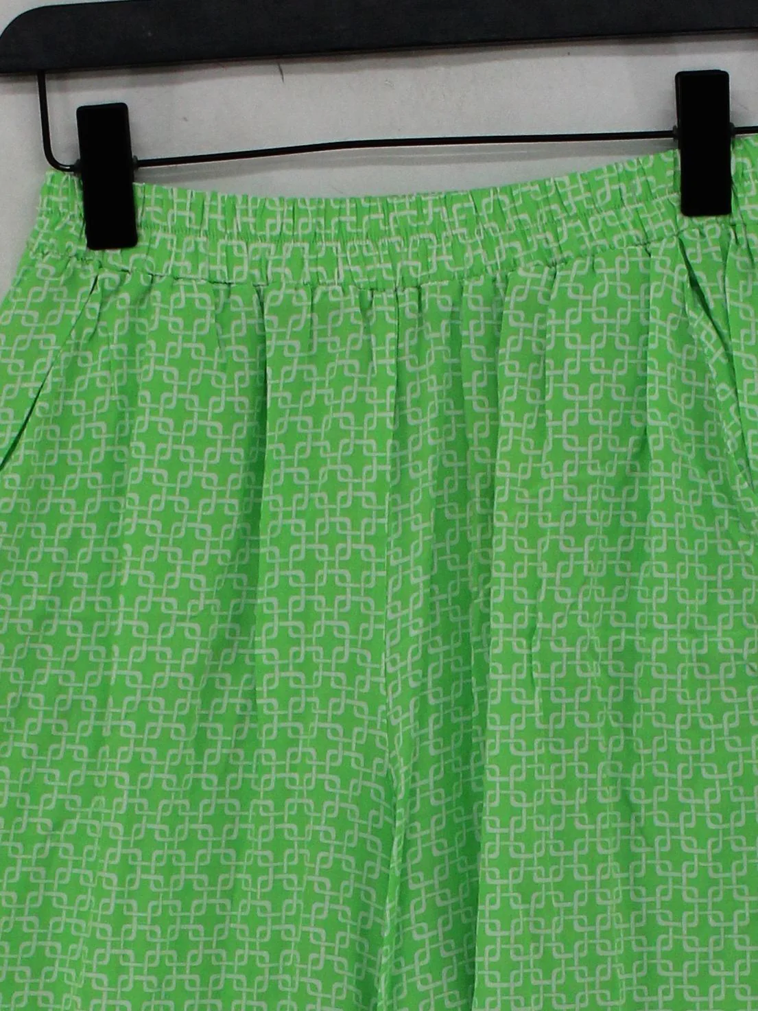 Melissa Odabash Women's Trousers XS Green Geometric 100% Viscose Wide-Leg Capri - Image 3