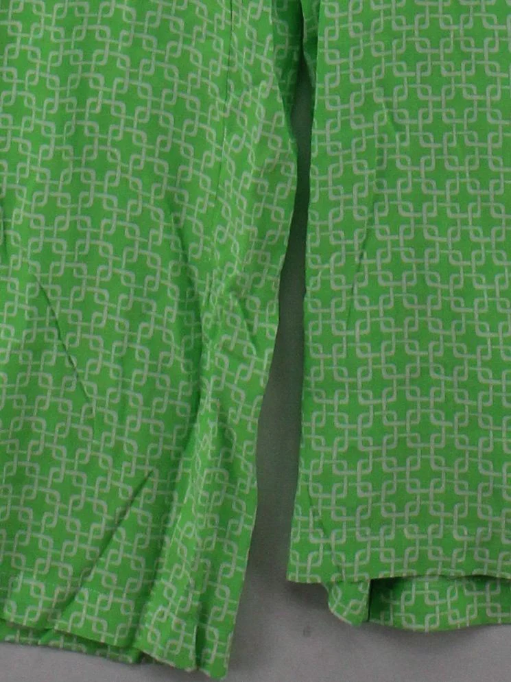 Melissa Odabash Women's Trousers XS Green Geometric 100% Viscose Wide-Leg Capri - Image 4