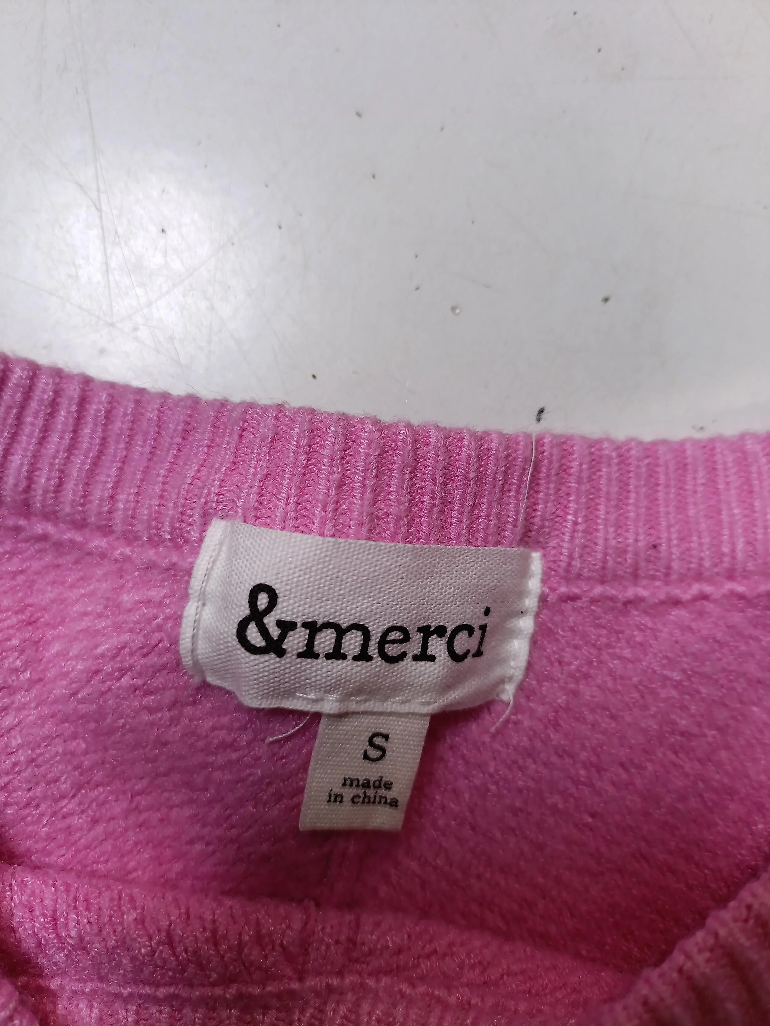&merci Women's Jumper S Pink 100% Cotton Round Neck Pullover - Image 5