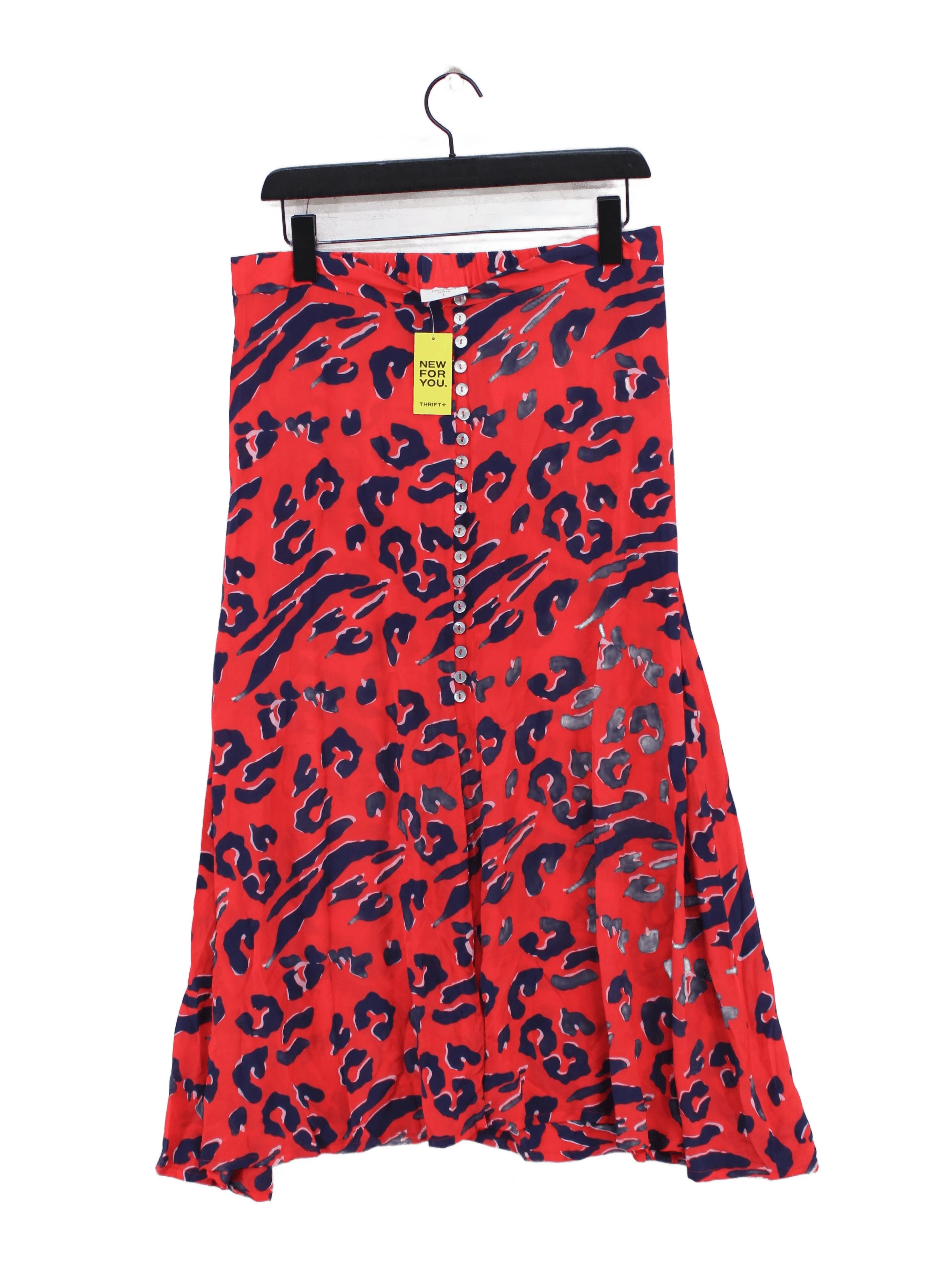 Mercy Delta Women's Midi Skirt L Red Animal Print 100% Viscose Midi A-Line