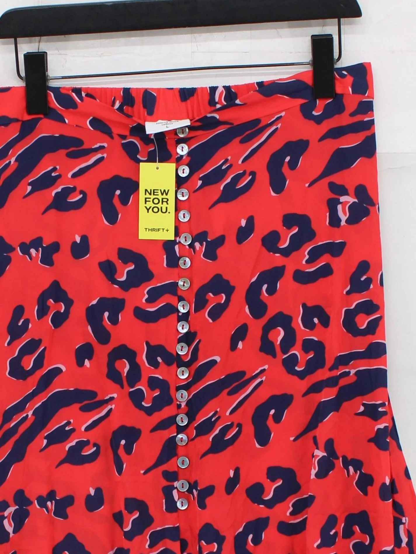 Mercy Delta Women's Midi Skirt L Red Animal Print 100% Viscose Midi A-Line - Image 3