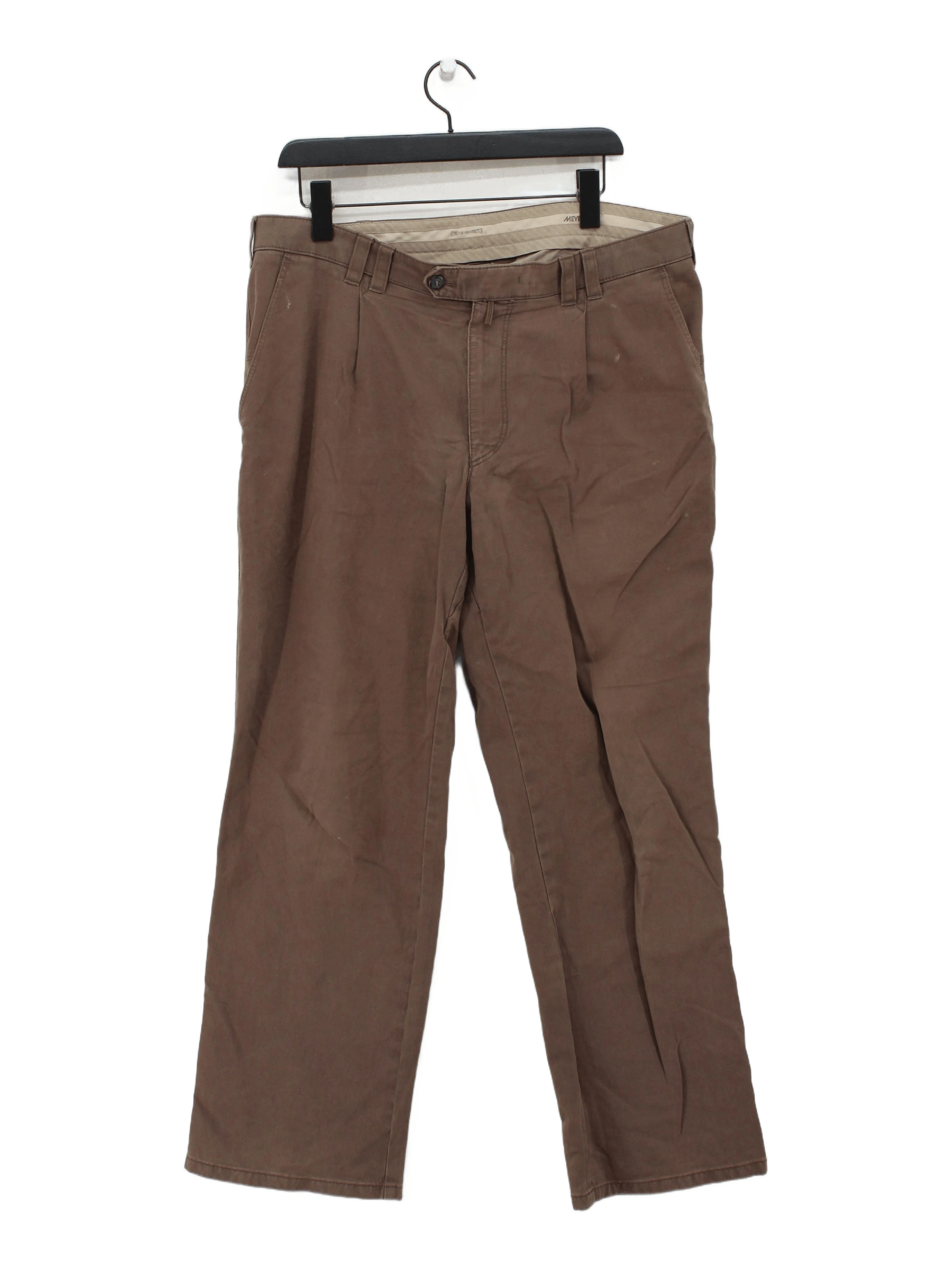 Meyer Men's Trousers W 36 in Brown Cotton with Elastane Straight Chino