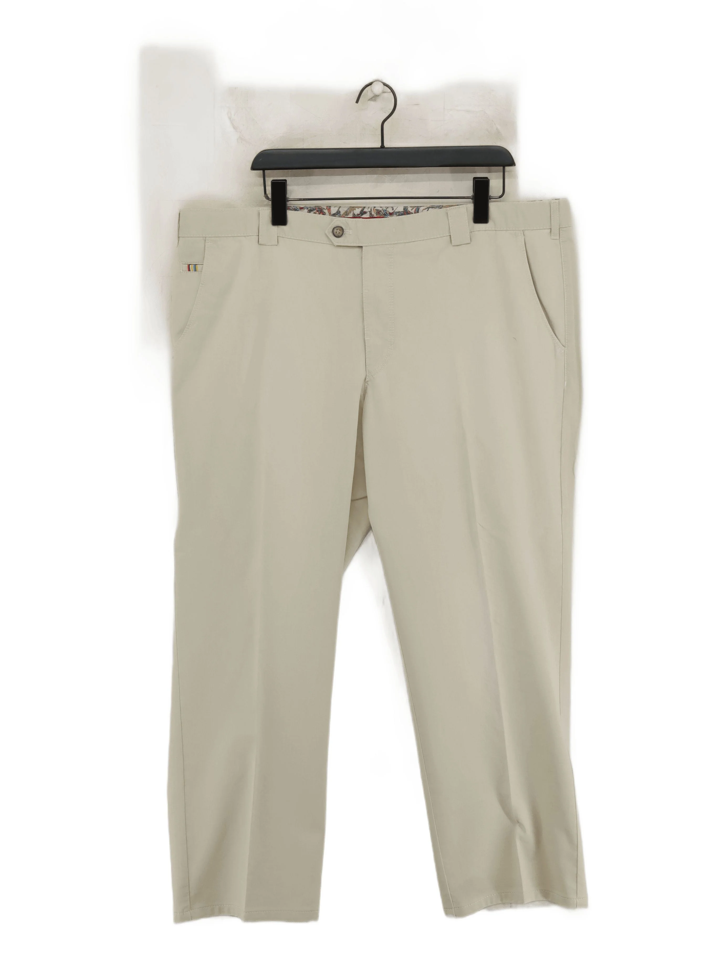 Meyer Men's Trousers W 38 in; L 30 in Cream Cotton with Elastane Straight Chino