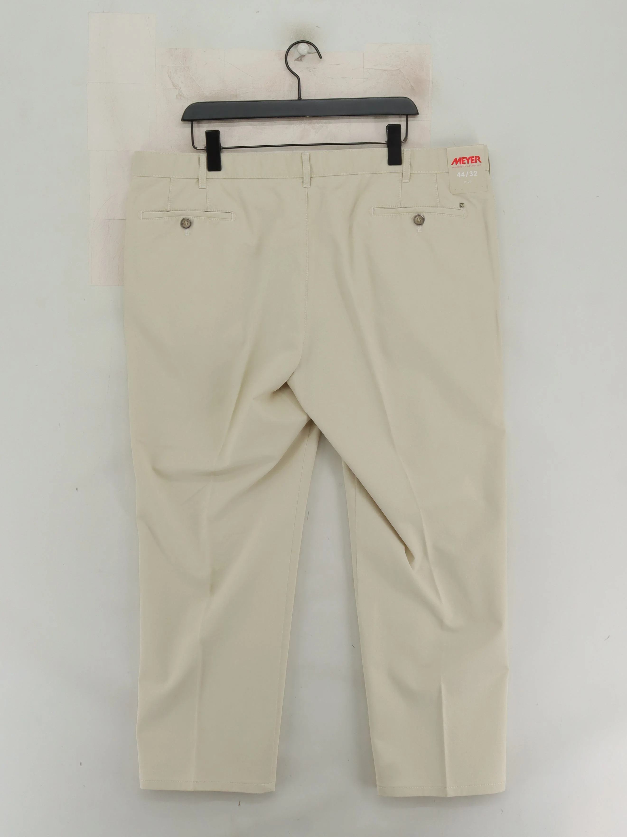 Meyer Men's Trousers W 38 in; L 30 in Cream Cotton with Elastane Straight Chino - Image 2