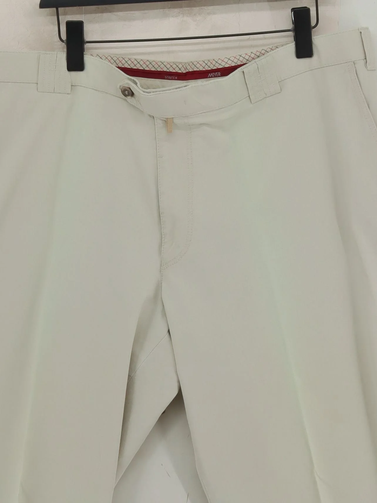 Meyer Men's Trousers W 44 in; L 32 in Cream Cotton with Elastane Straight Chino - Image 3