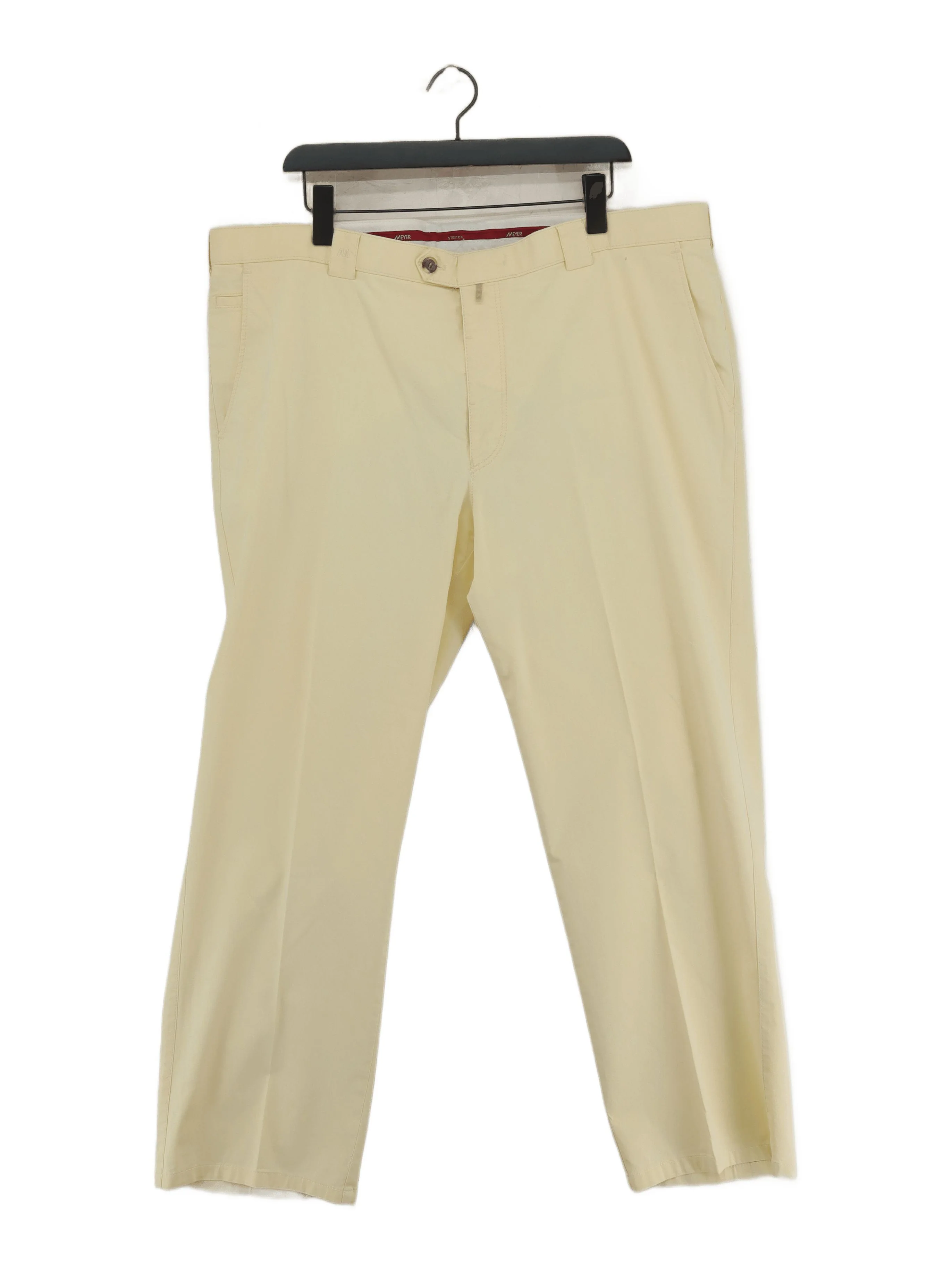 Meyer Men's Trousers W 44 in; L 32 in Cream Cotton with Elastane Straight Chino