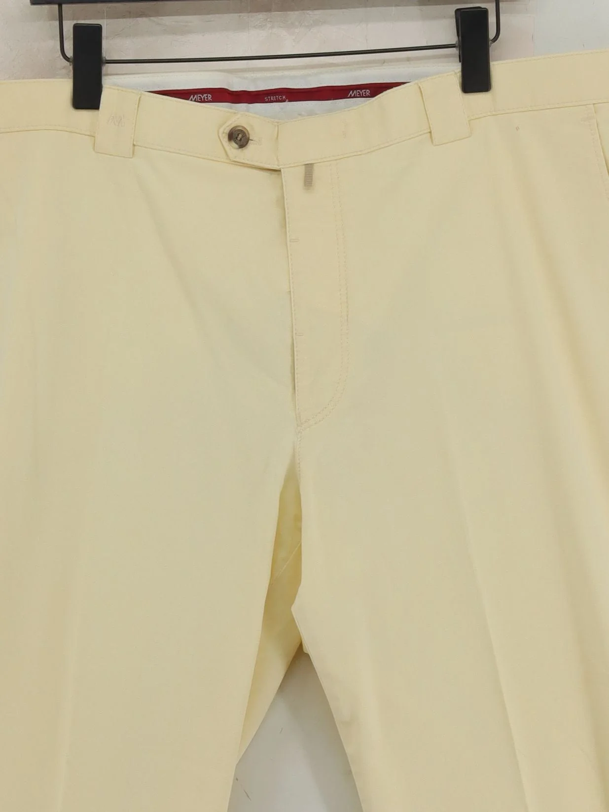Meyer Men's Trousers W 44 in; L 32 in Cream Cotton with Elastane Straight Chino - Image 3