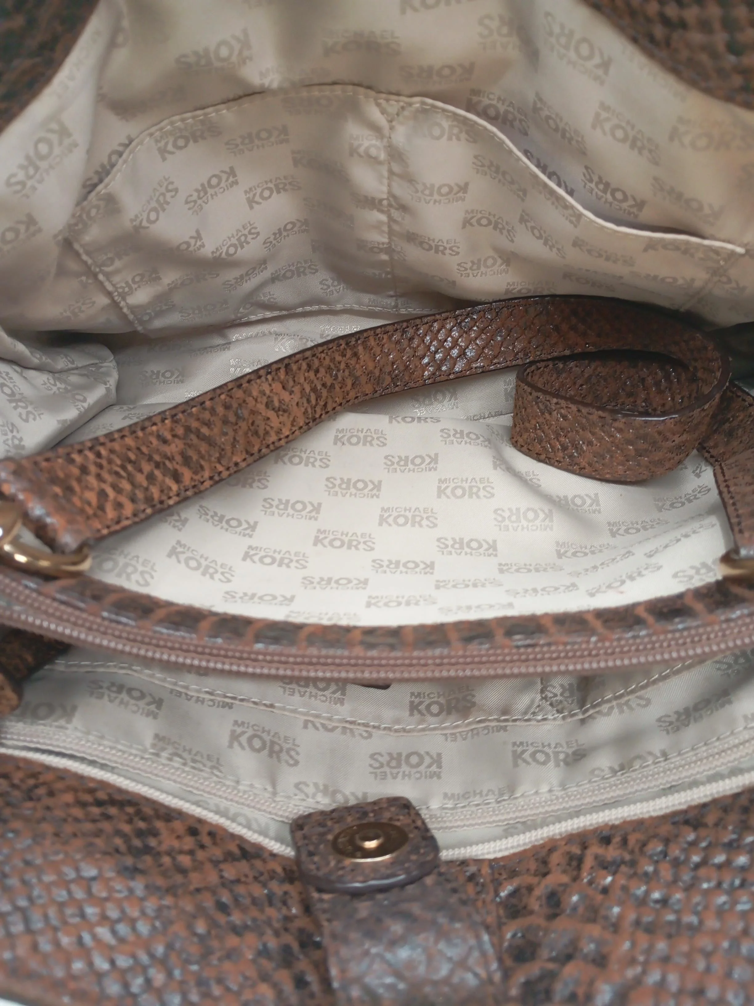 Michael Kors Women's Bag Brown Animal Print 100% Faux Leather Shoulder Bag - Image 3