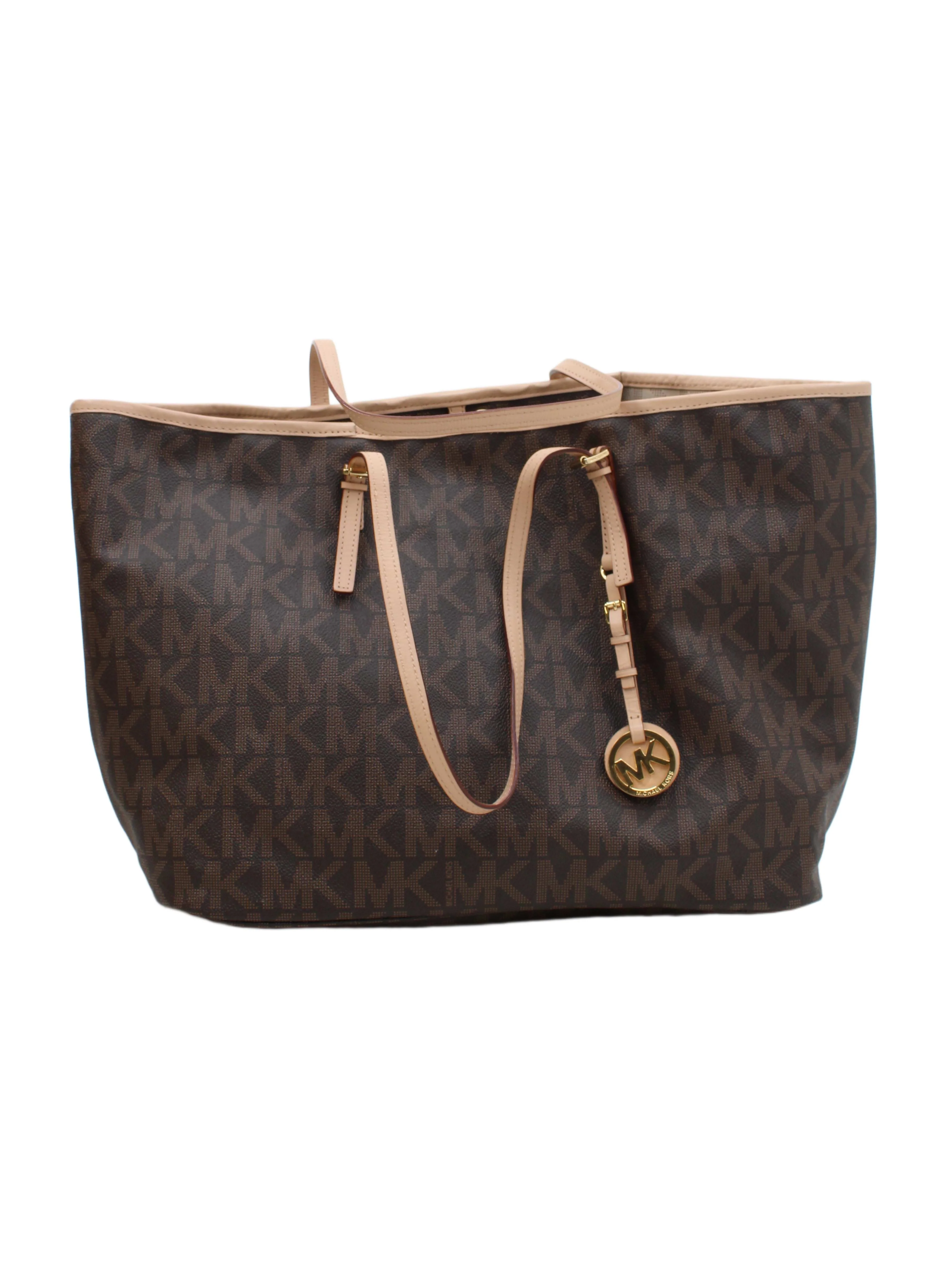 Michael Kors Women's Bag Brown Graphic 100% Faux Leather Tote